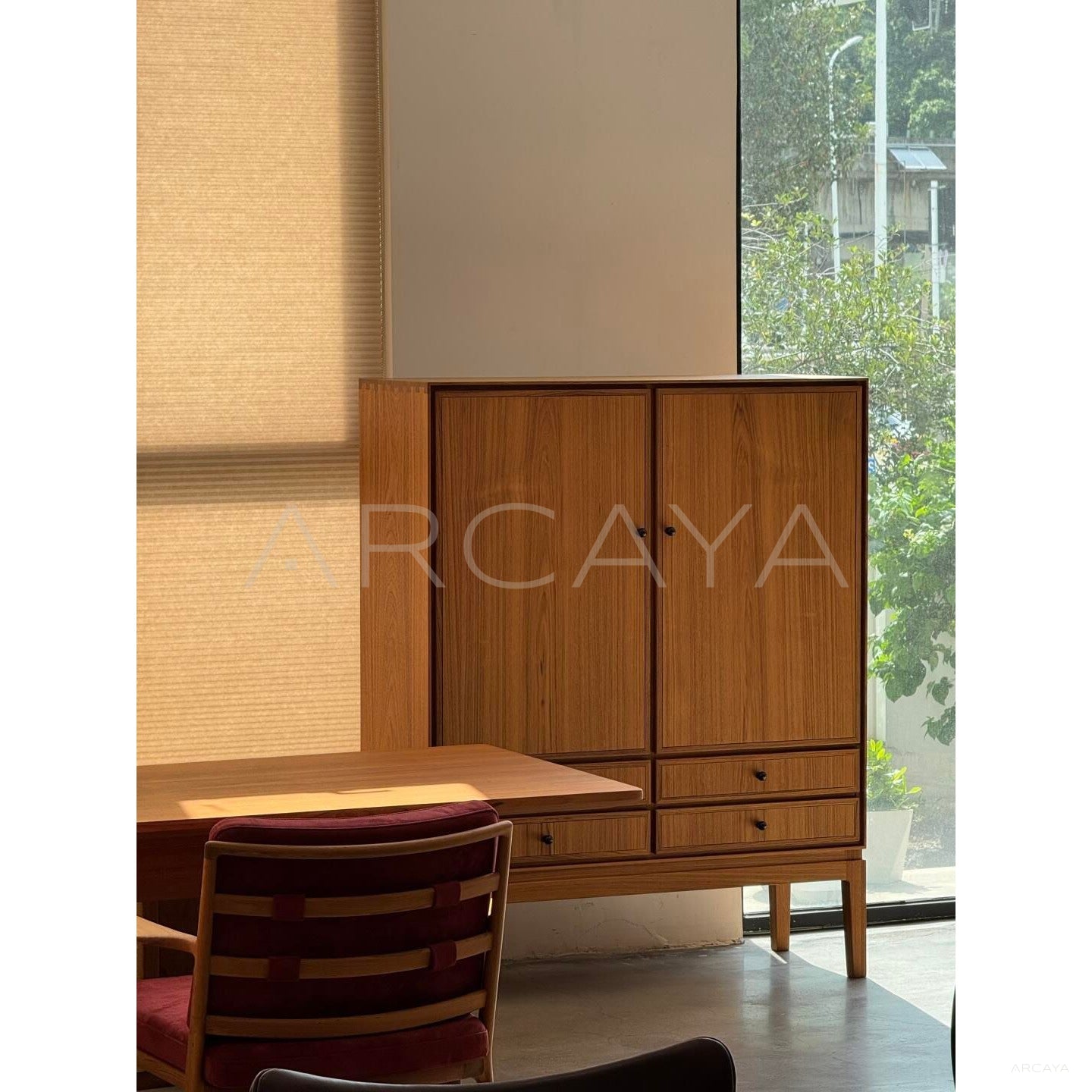 Burmese Teak Tea Room Two Door Cabinet