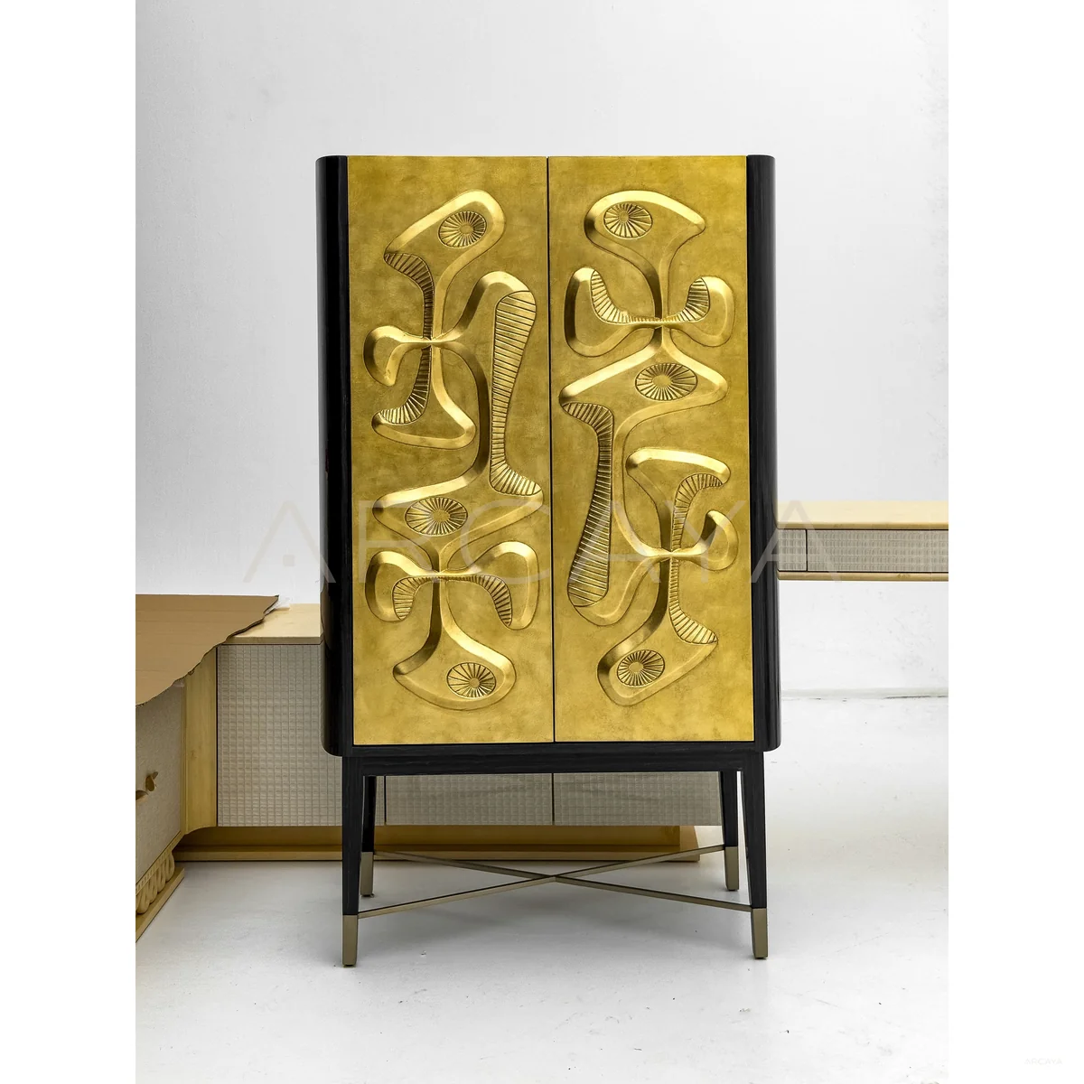 Carved Relief Decorative Cabinet