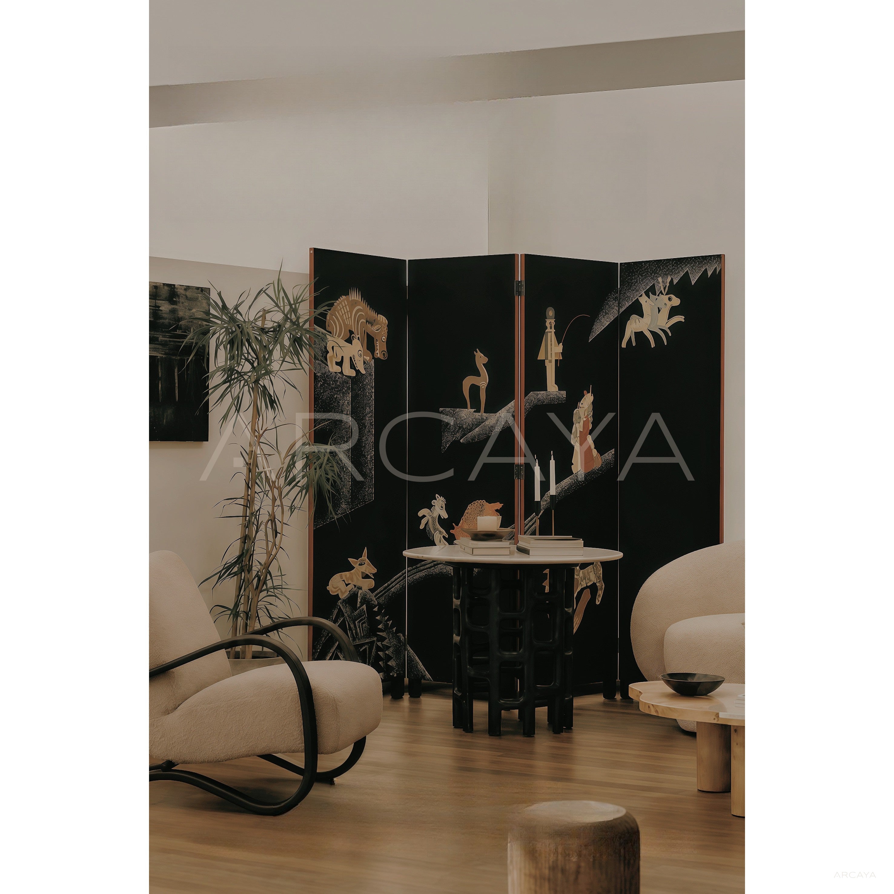Dunand Style Lacquer Folding Screen