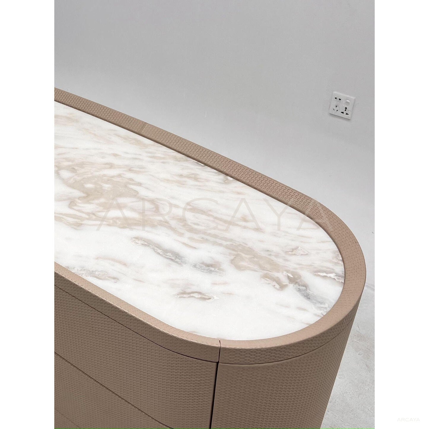 Woven Leather Matte Gold Chest Of Drawers - scene