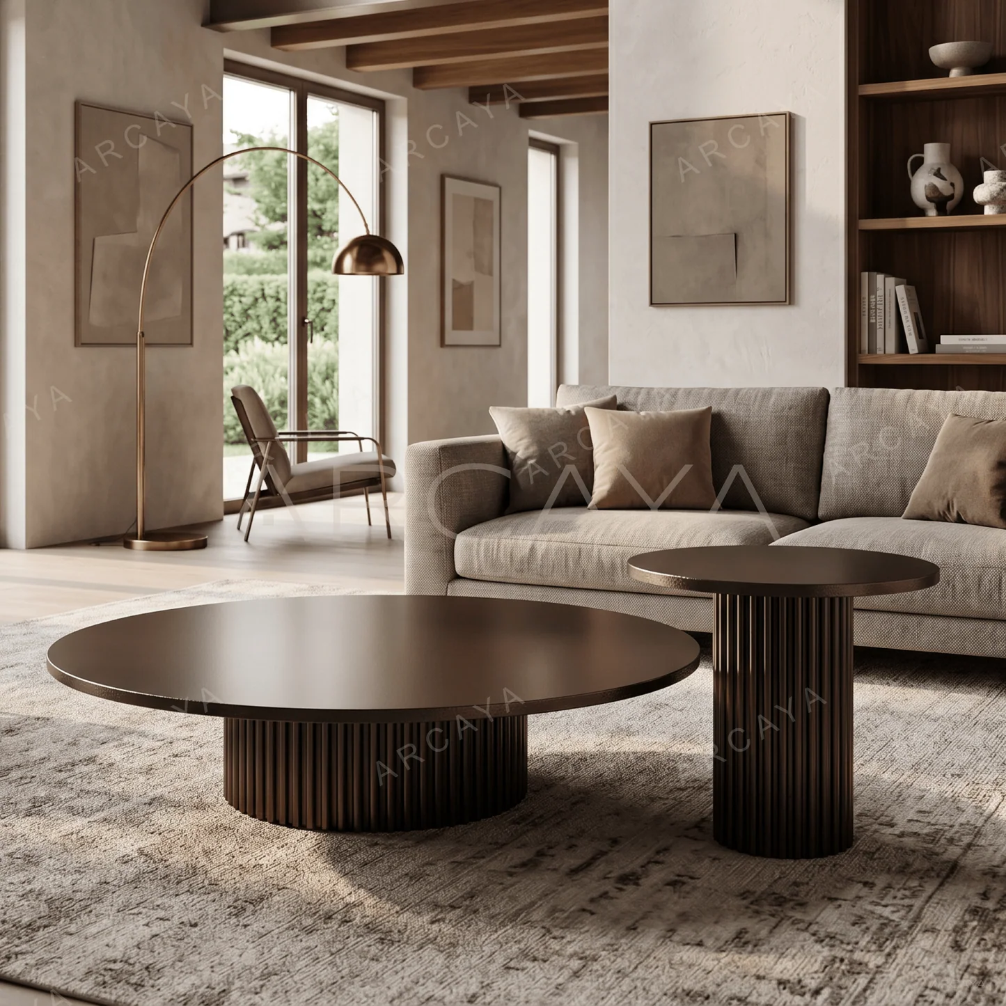 Round Stone Top Accent Tables