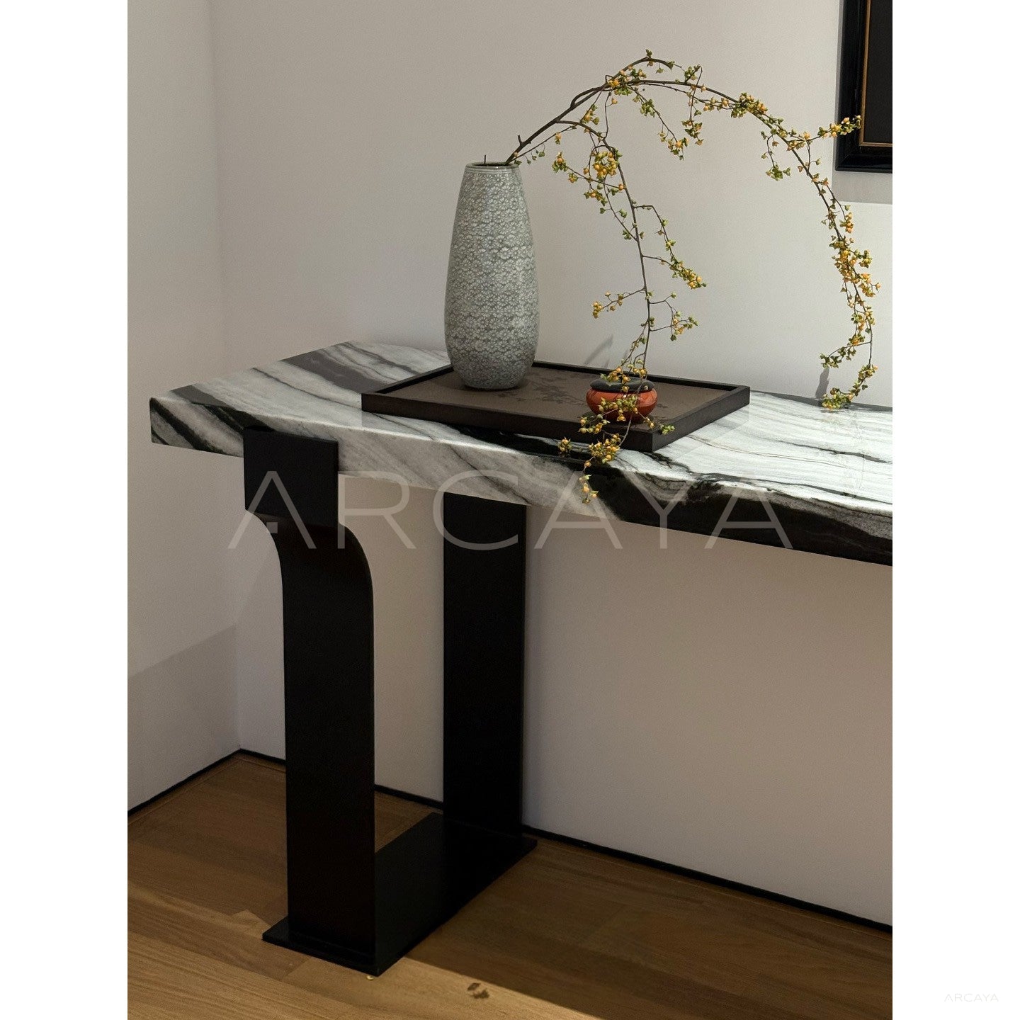 Black White Textured Entryway Table - scene