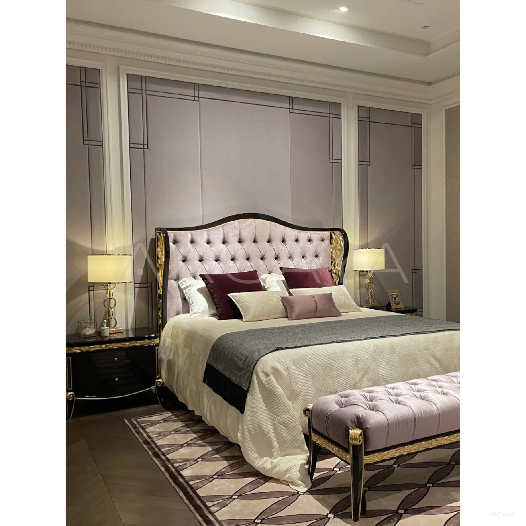 Lyla Elegant Carved Bed - scene