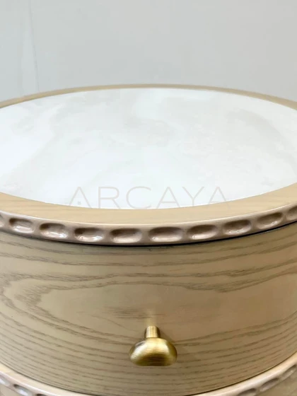 Marble Solid Wood Nightstand - detail