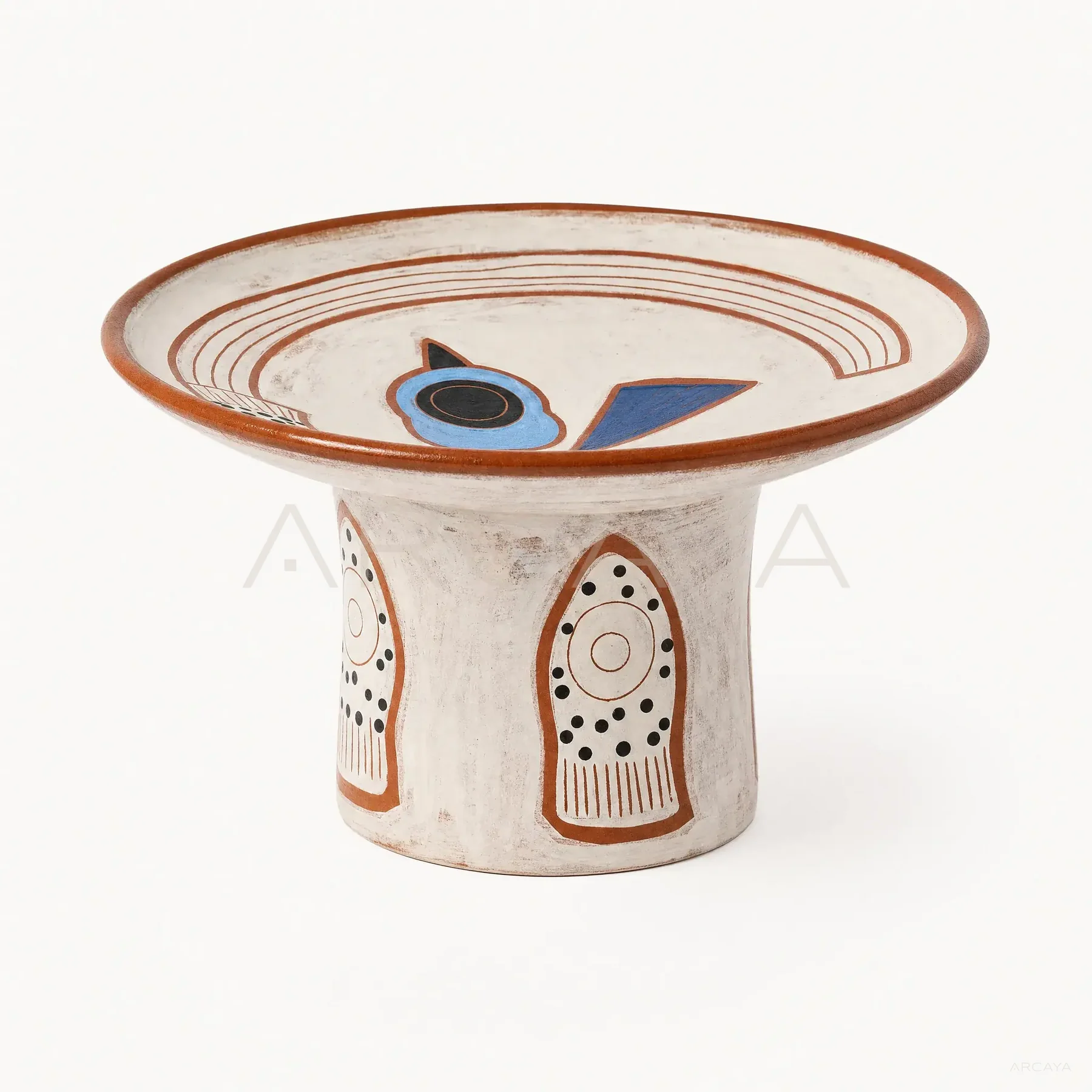 Hand Painted Abstract Pedestal Bowl — product view