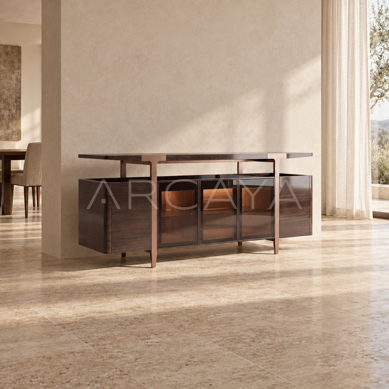 Italian T Shape Metal Frame Sideboard - scene