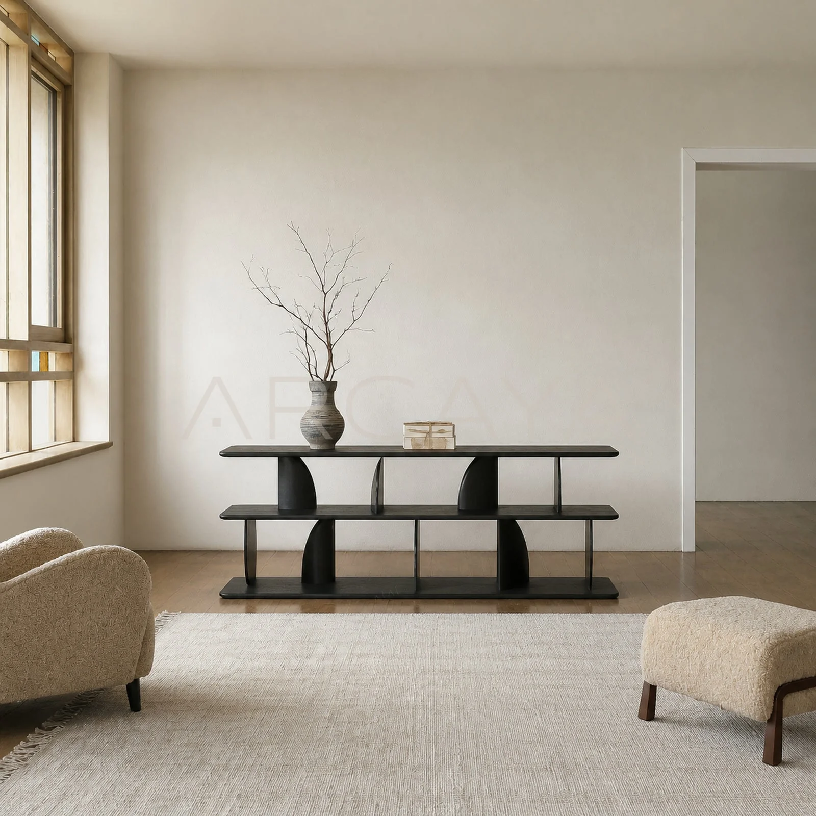 Aveline Sand Bookcase - front view 01
