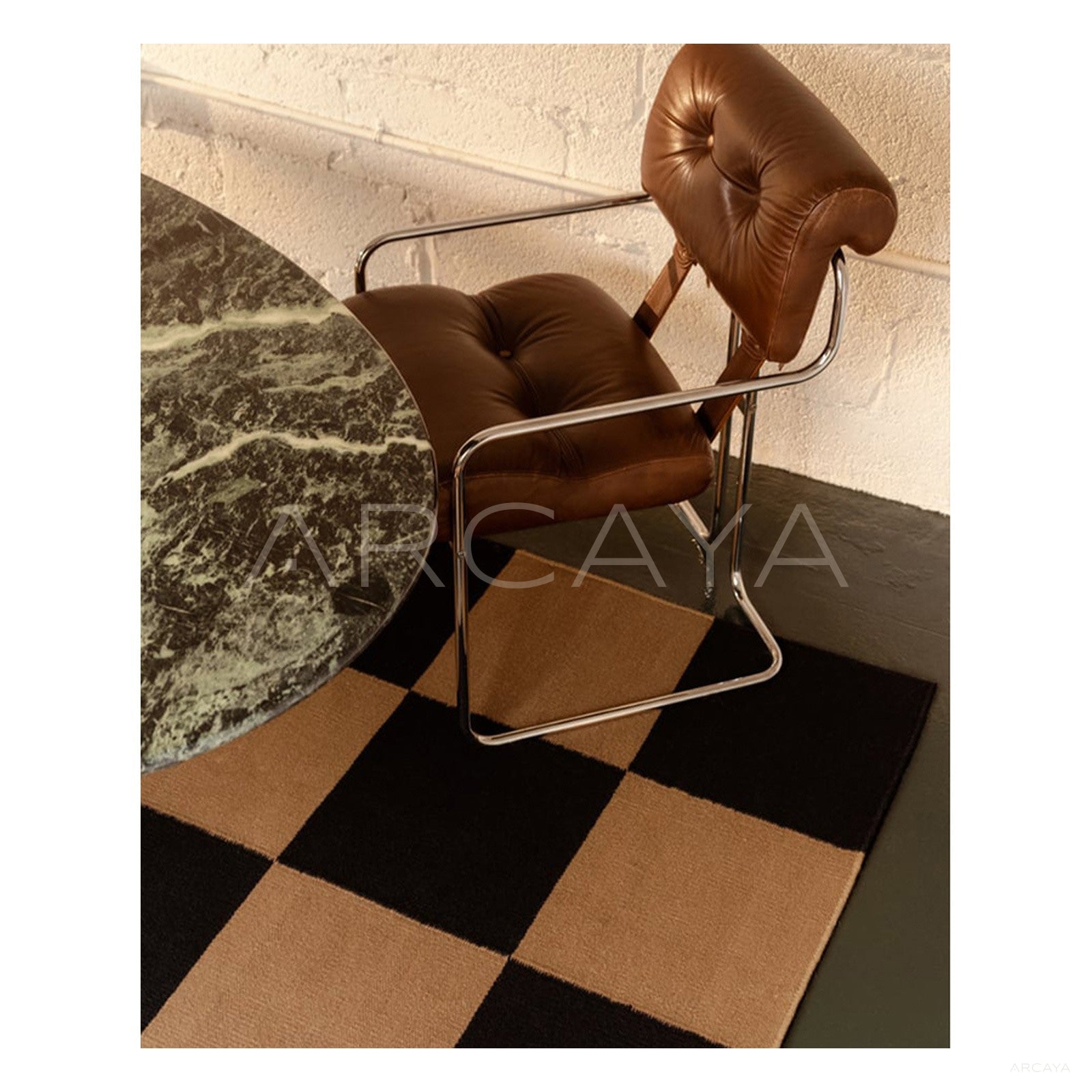 Black Camel Checkerboard Rug Dsm P036 C03