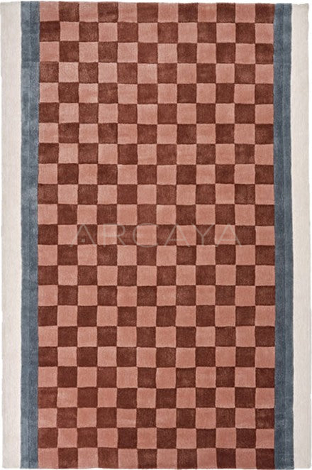 Red Brown Checkerboard Rug Dsm P006 C03 - scene