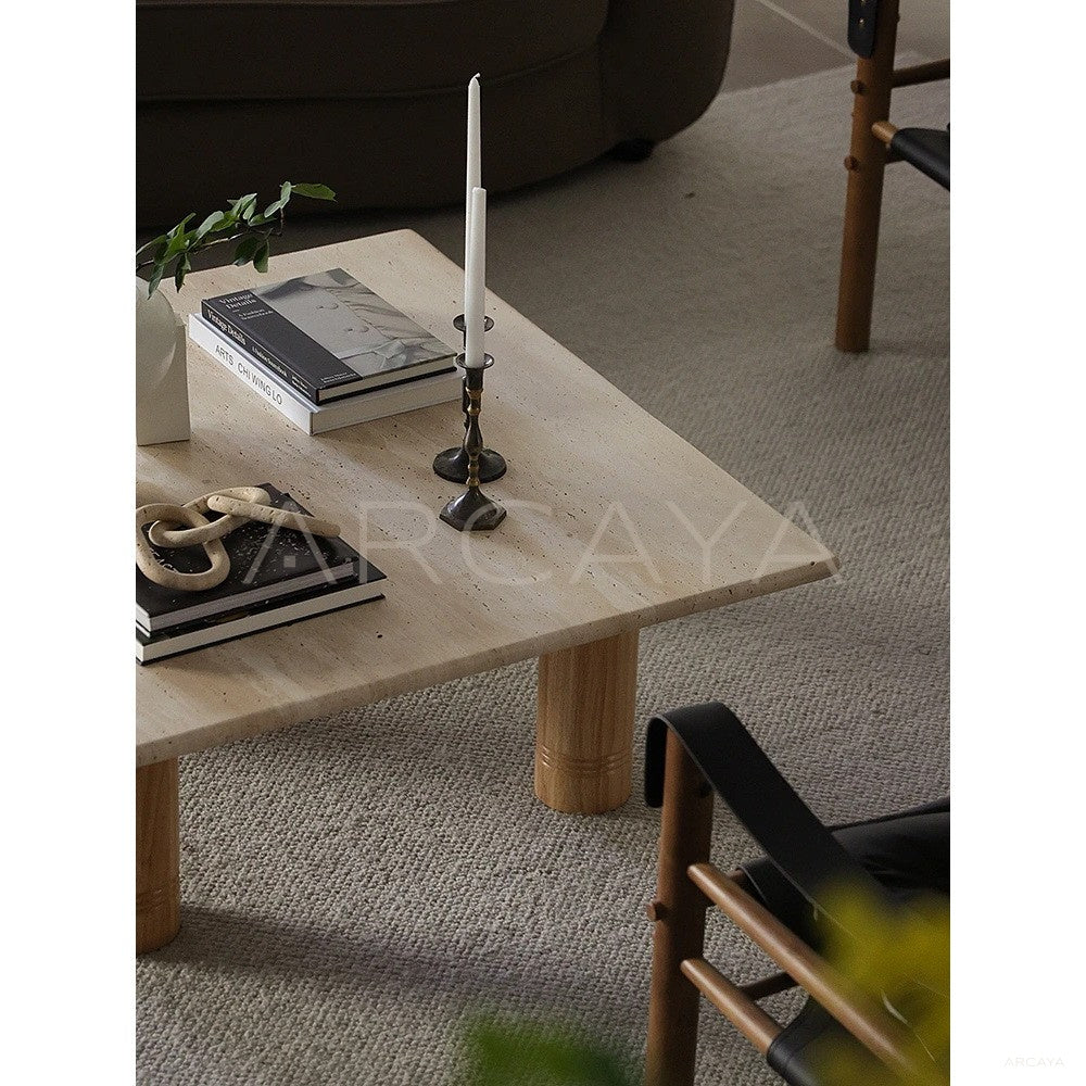 Yellow Travertine Coffee Table - scene