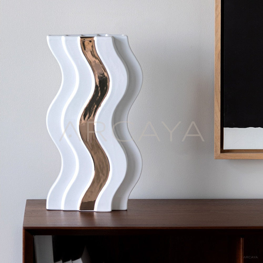 Wave Gilded Ceramic Vase - main