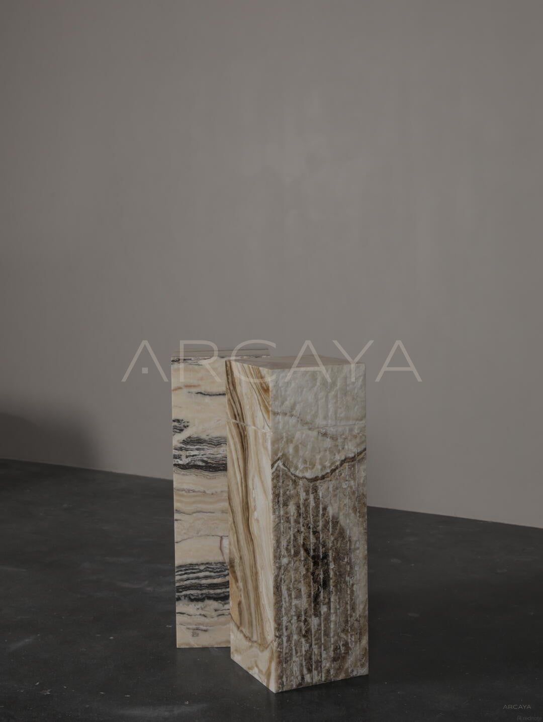 Natural Stone Square Column Sculpture Stand - scene