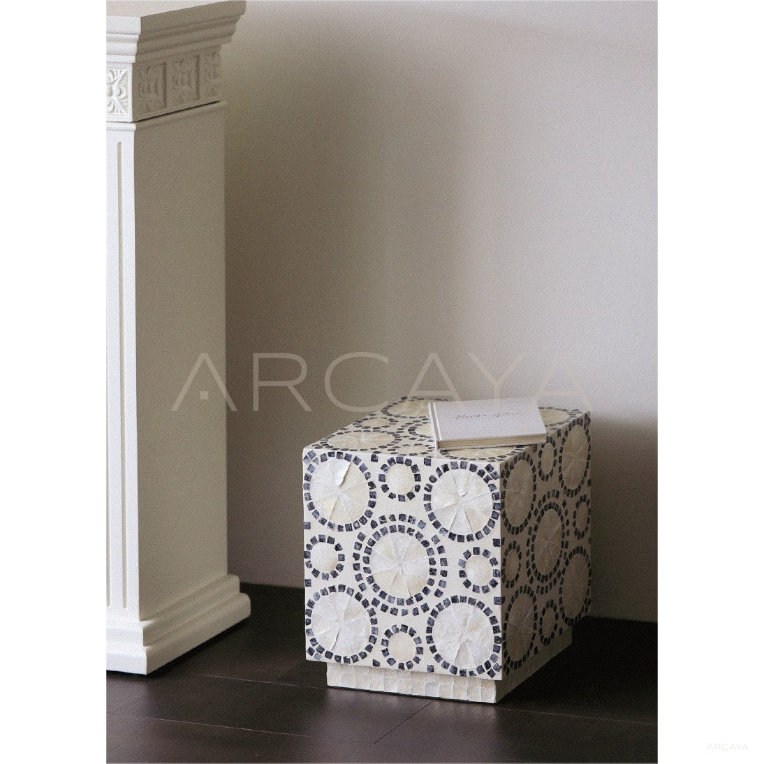 Shell Inlay Multi Use Side Table Stool