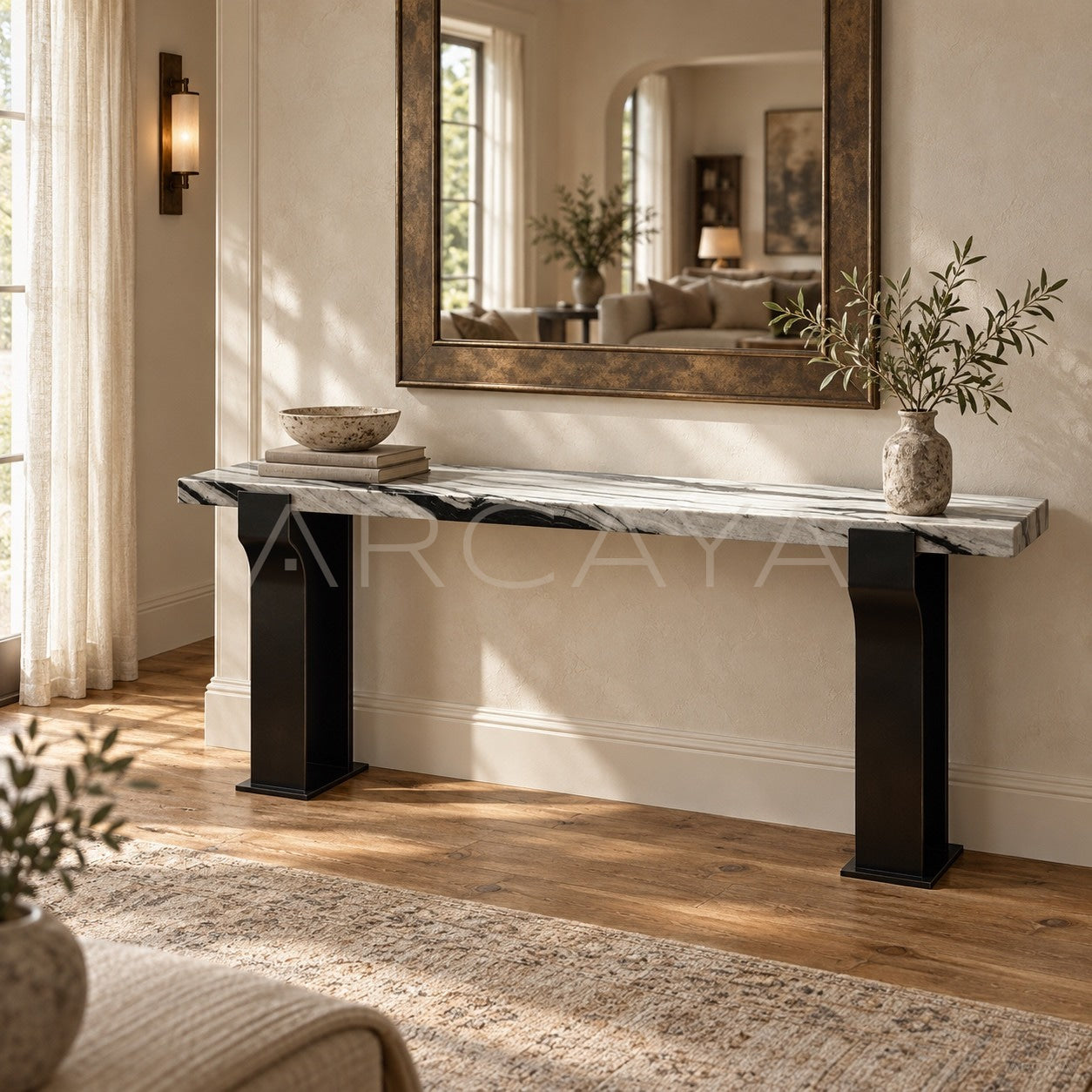 Black White Textured Entryway Table