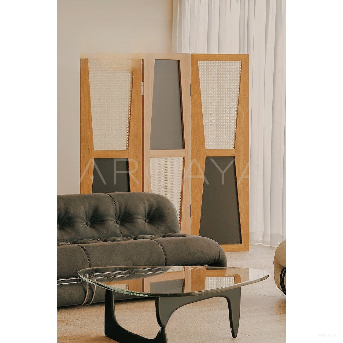 Asymmetric Mid Century Wabi Sabi Folding Screen