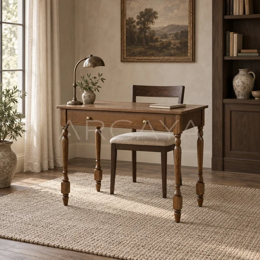 Mid Century Old Money Small Desk - scene