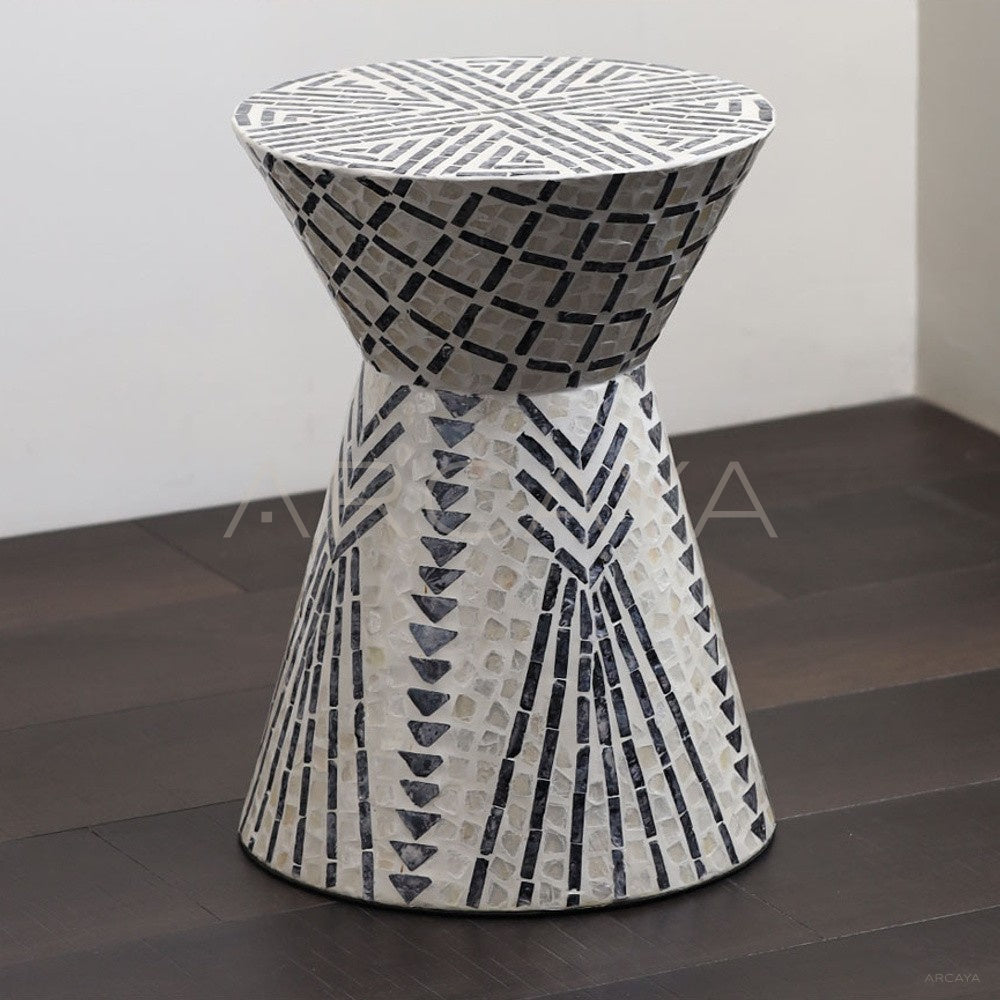 Shell Inlay Mobile Side Table