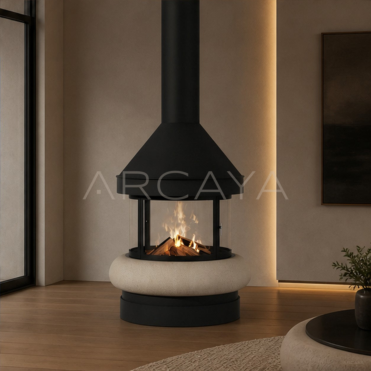 Basil Hanging Fireplace - scene