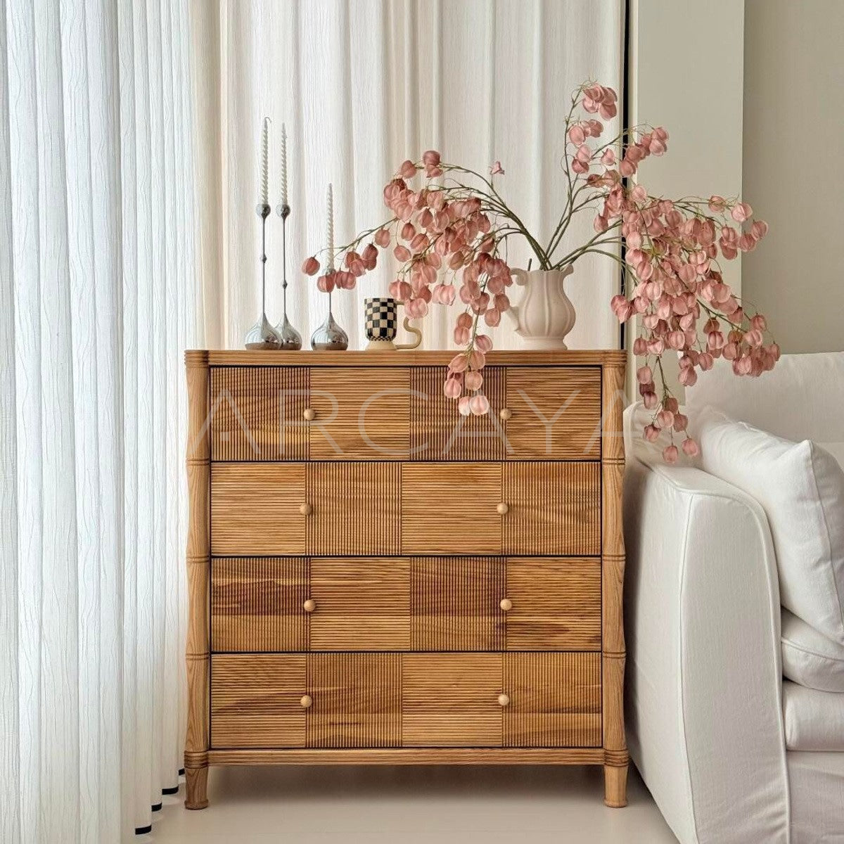 Natural Wood Chest Of Drawers