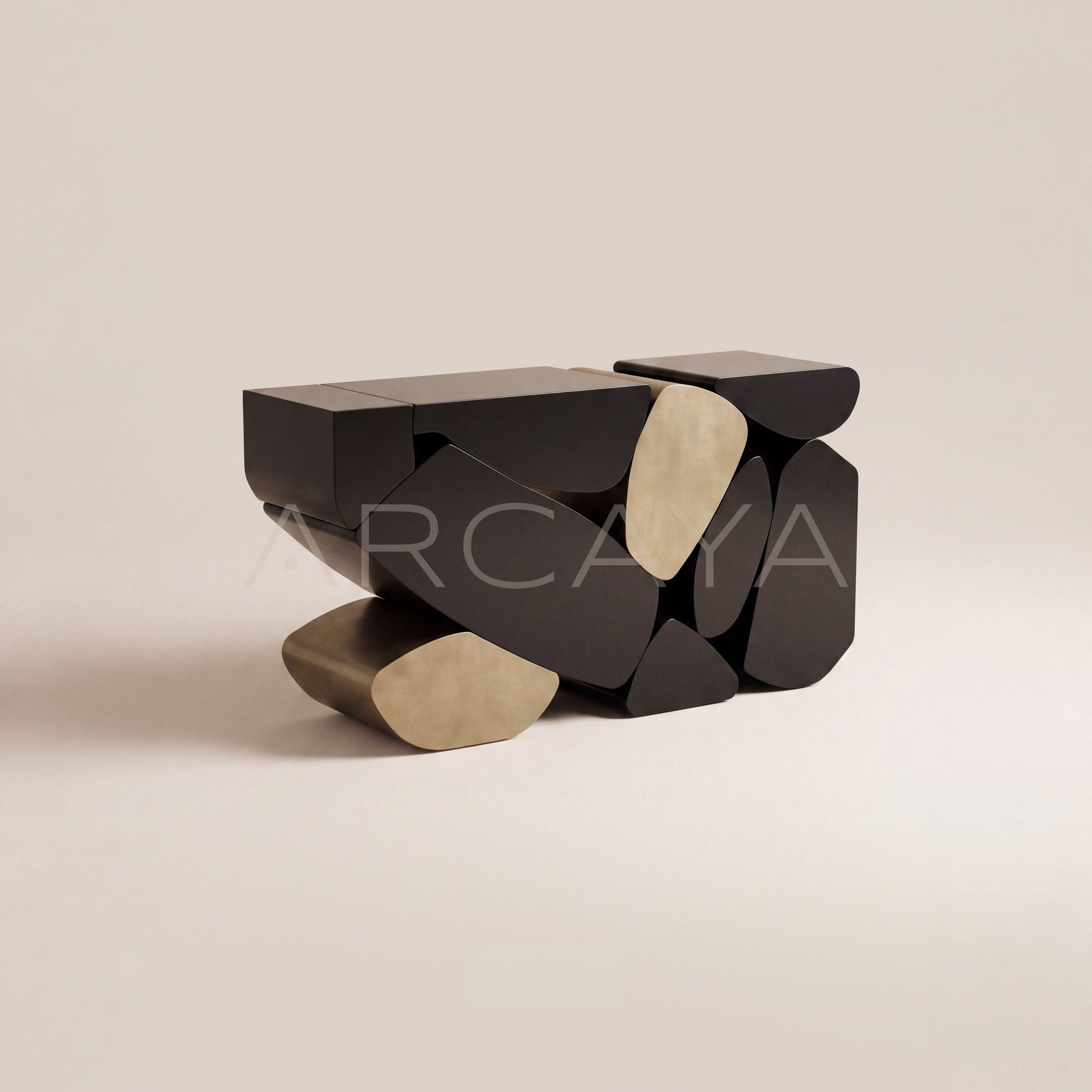 Geometric Stacked Sculptural Entryway Console - main