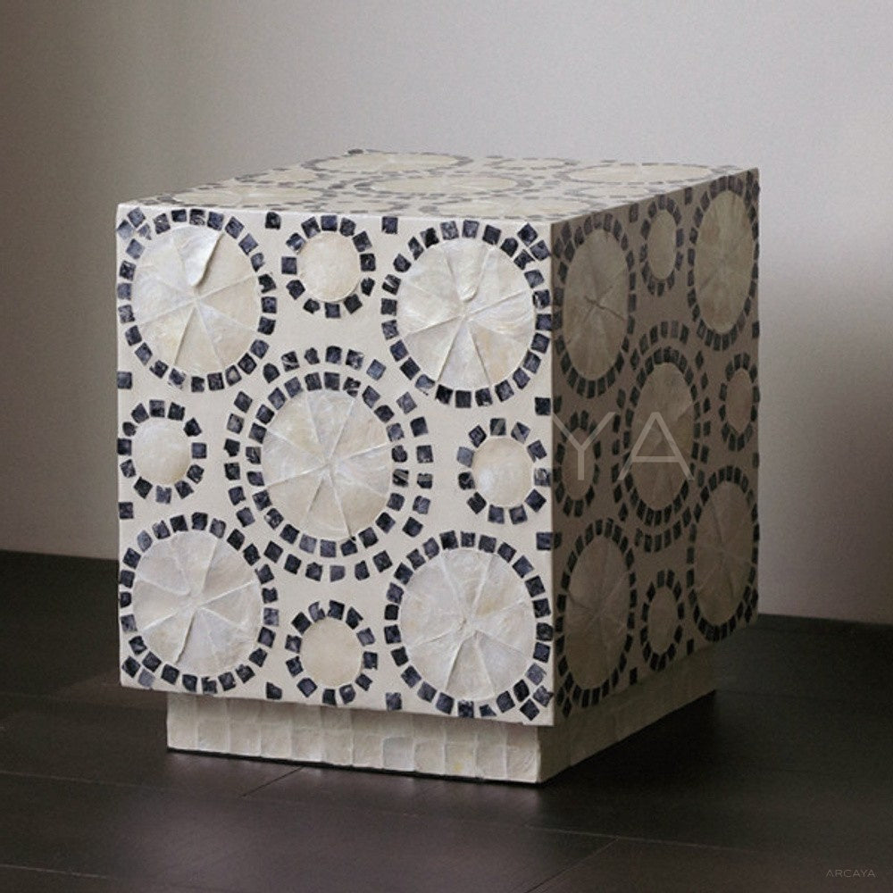 Shell Inlay Multi Use Side Table Stool