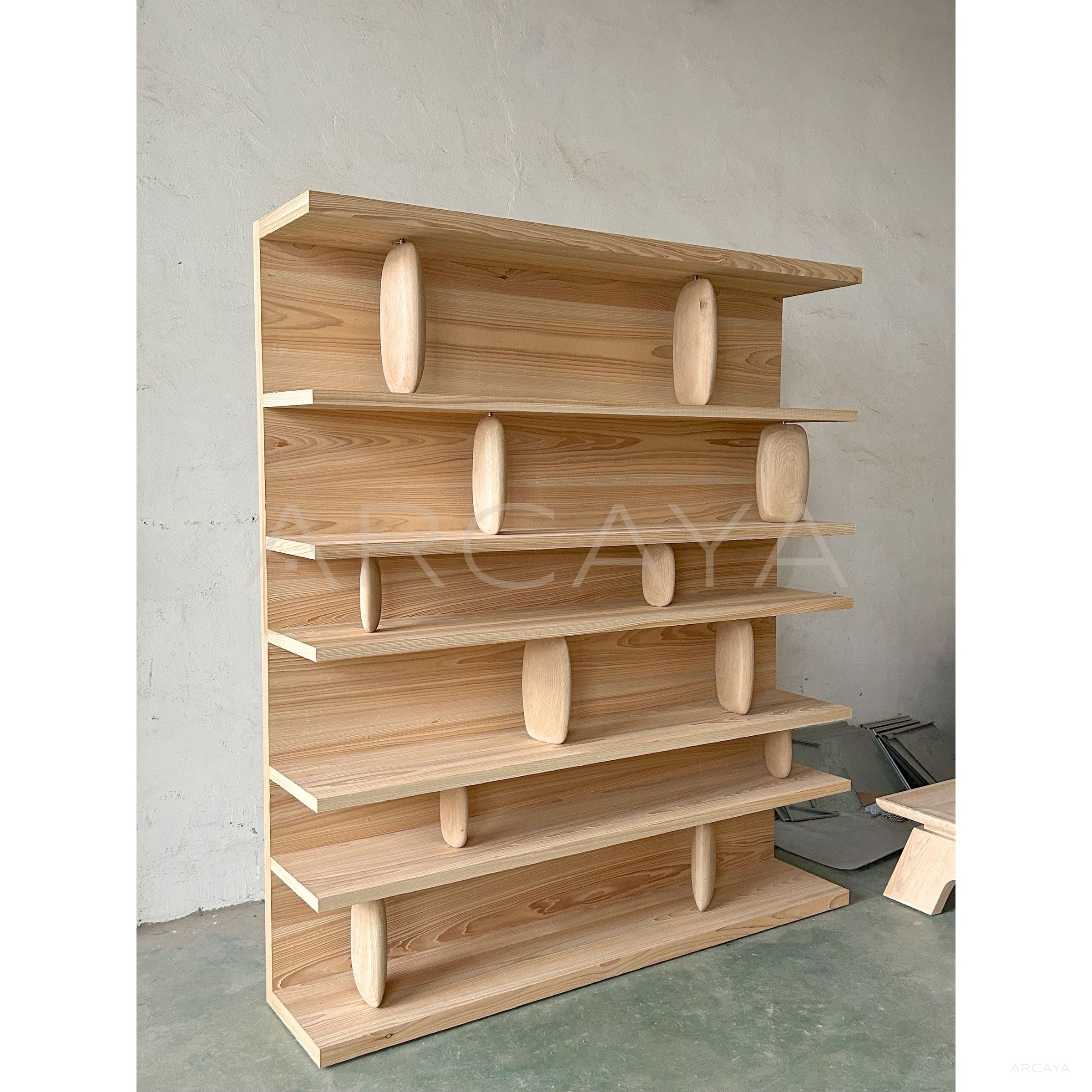 Sandblasted Cedar Old Money Bookshelf - scene
