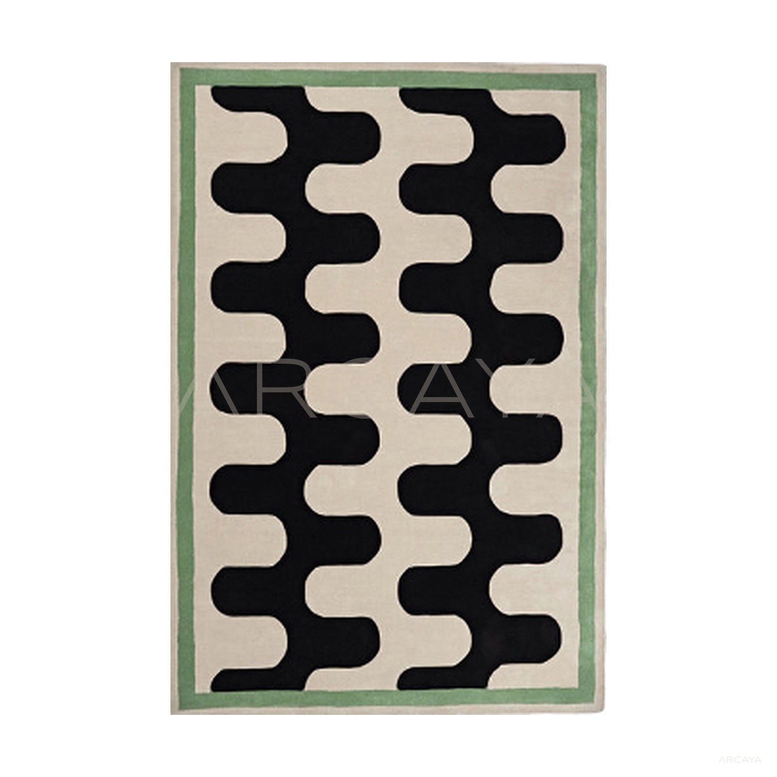 Black White Wave Check Rug Dsm P035 F1
