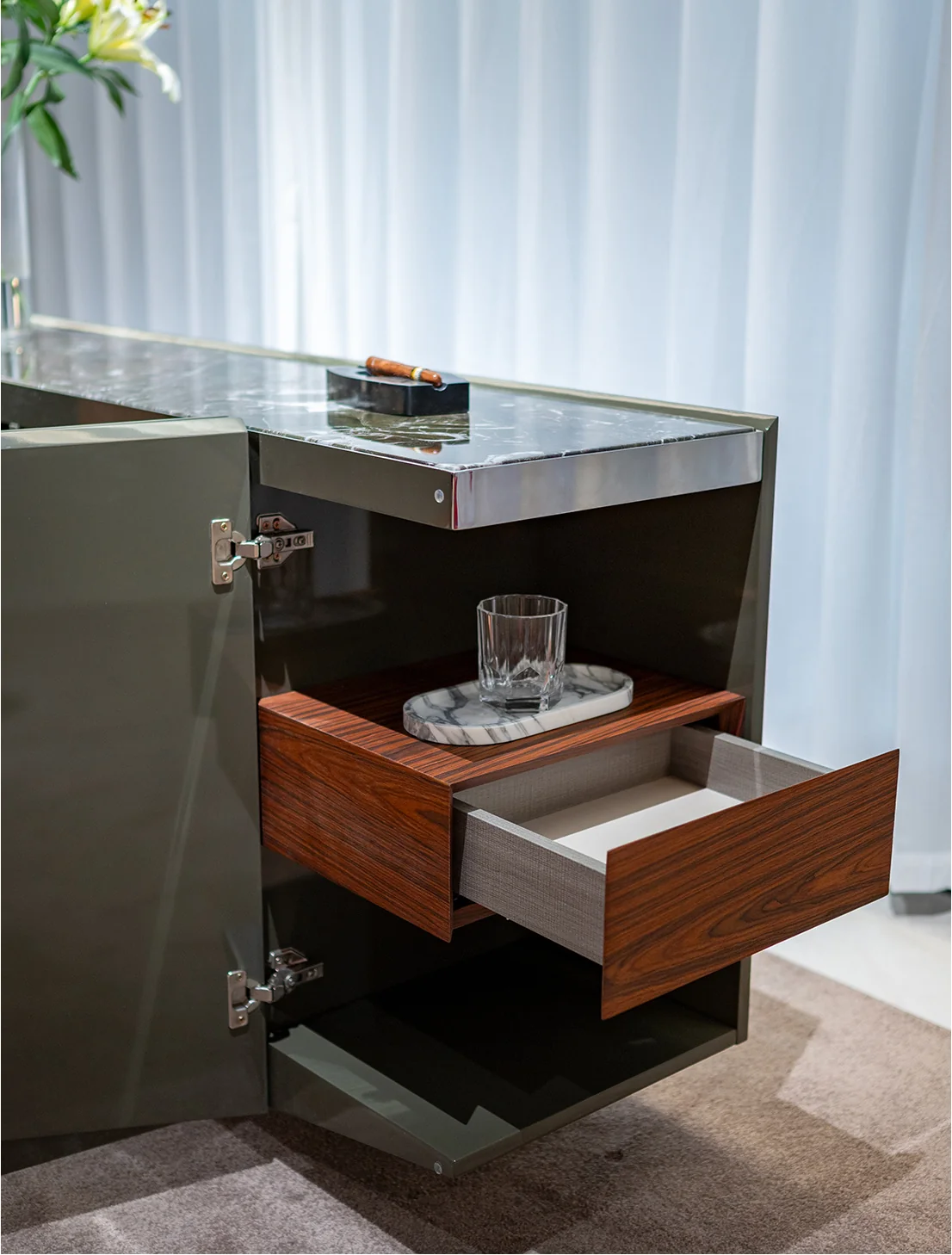 A00257 Cabinet in a finished interior.