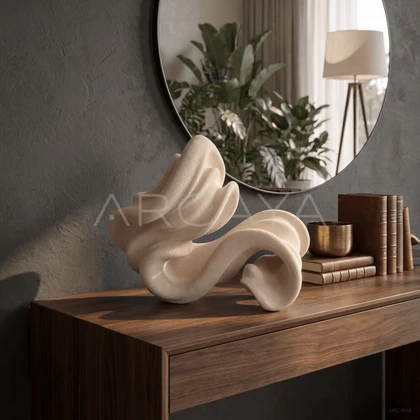Ivory Flowing Ceramic Sculpture — styled interior view 2