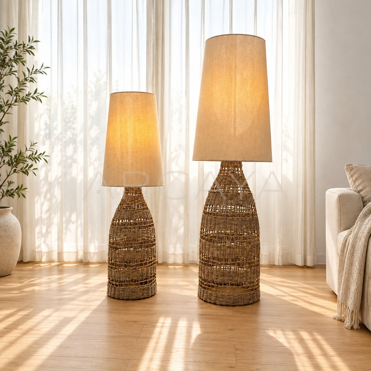 Natural Rattan Floor Lamp