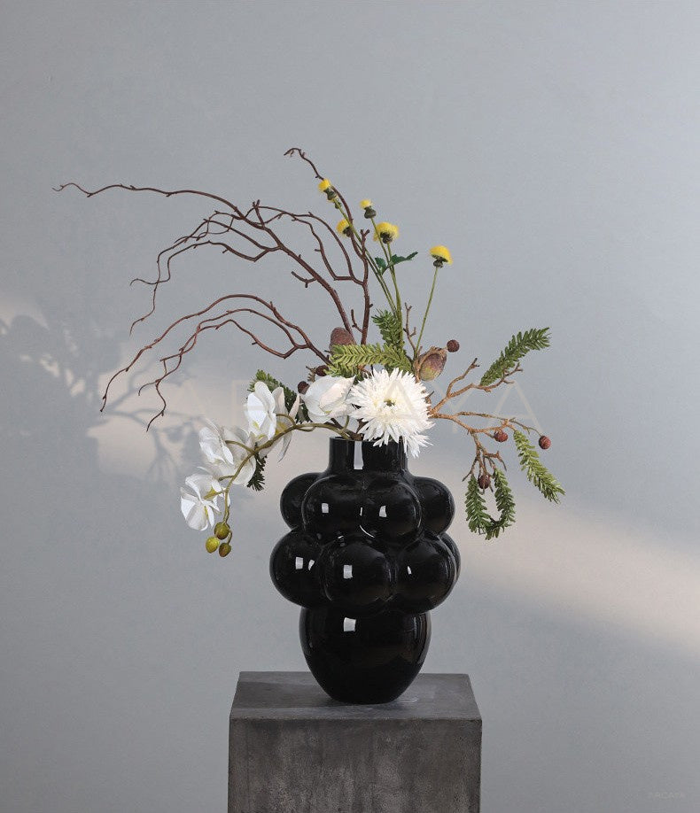 Black French Glass Vase - scene
