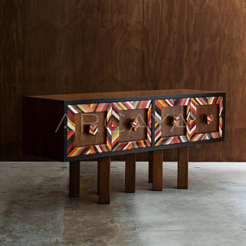 Yiduo Hand Painted Solid Wood Sideboard - scene