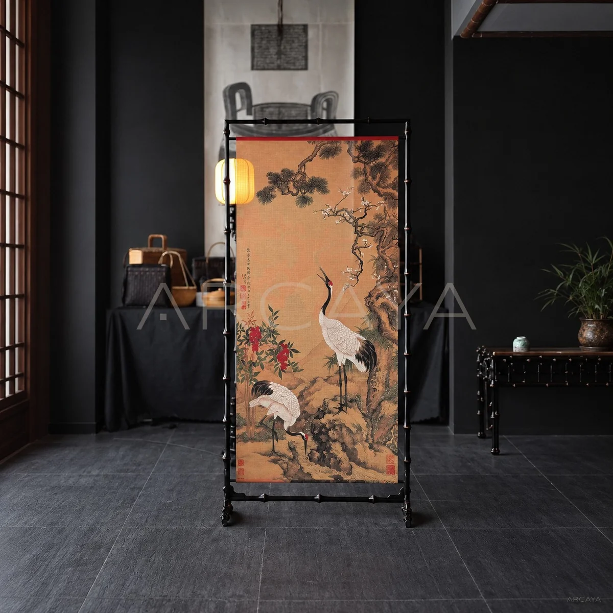 Double Crane Double Sided Table Screen