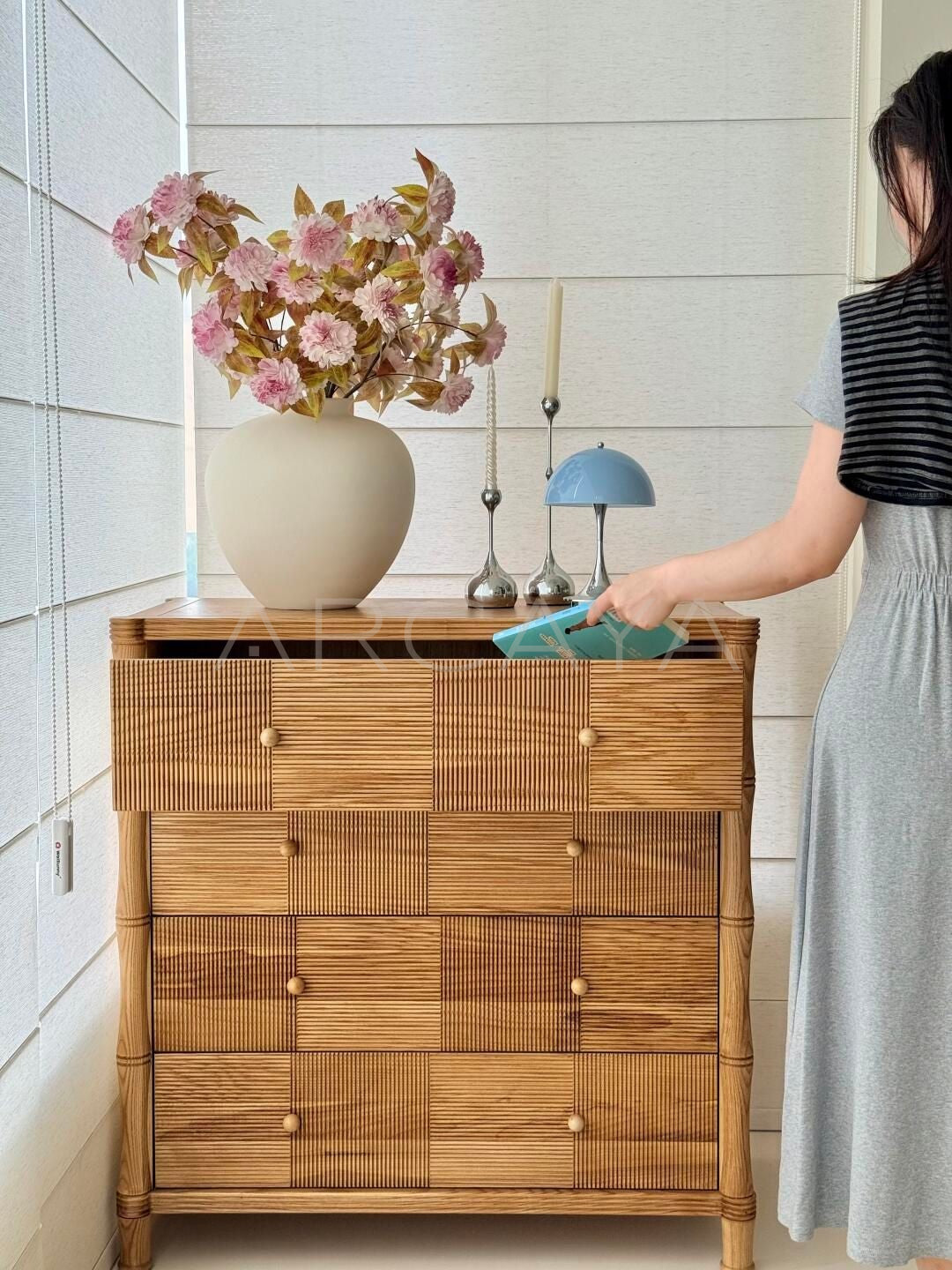 Natural Wood Chest Of Drawers - scene