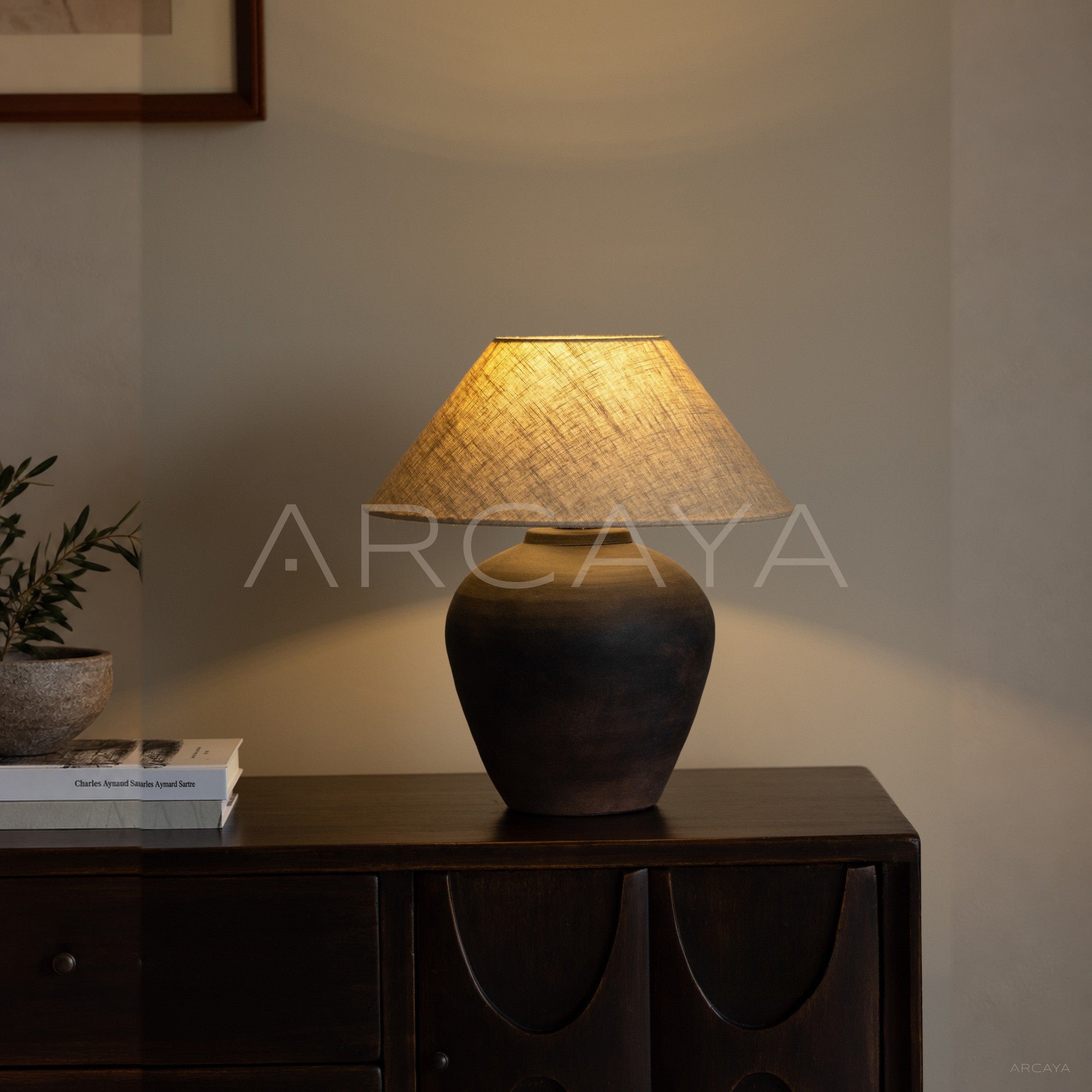 Clay Pot Table Lamp French Mid Century