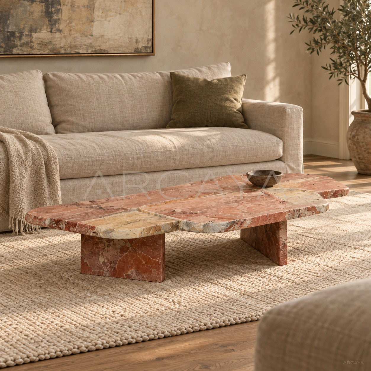 Aston Italian Bohemian Red Marble Coffee Table
