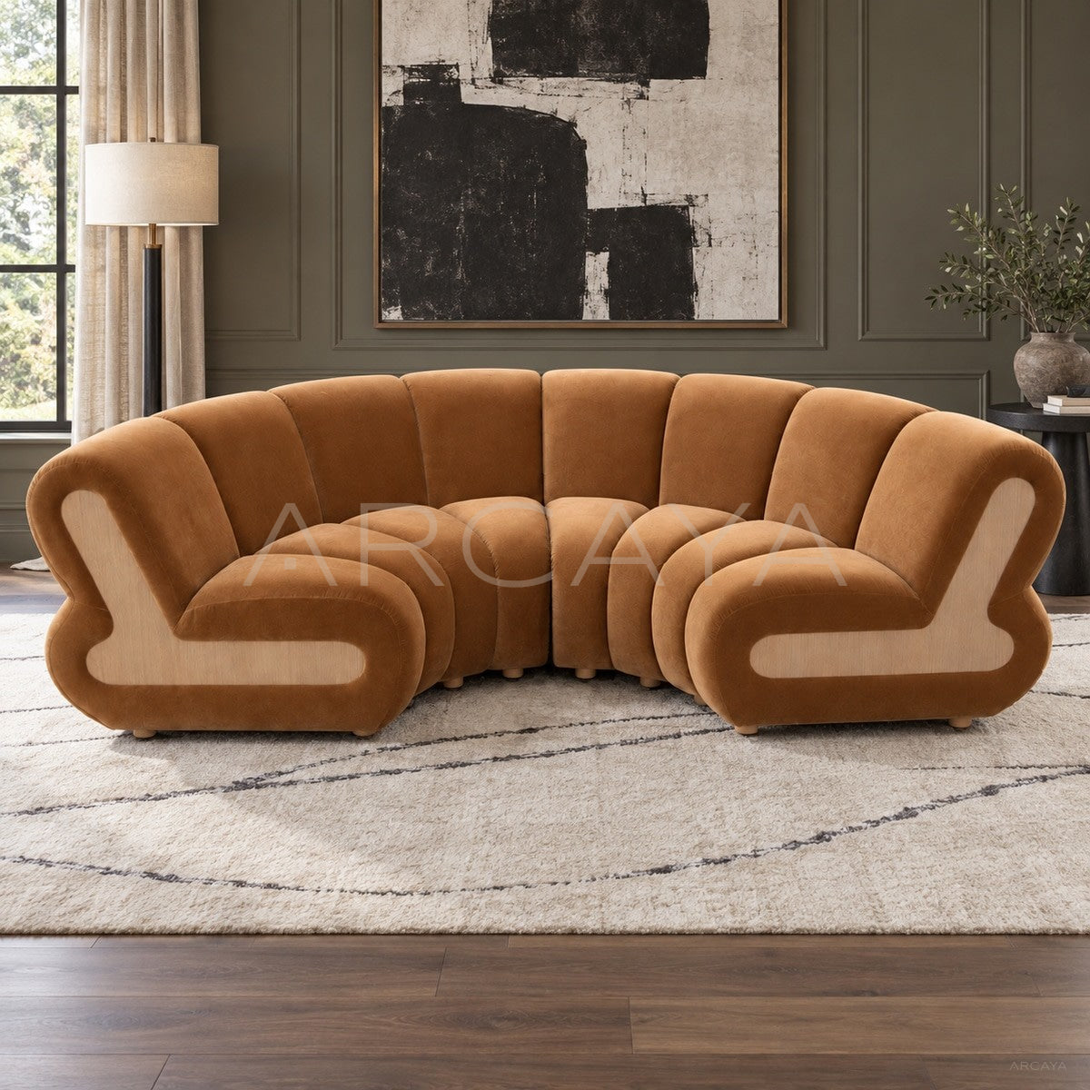 French Naturalist Curved Sofa