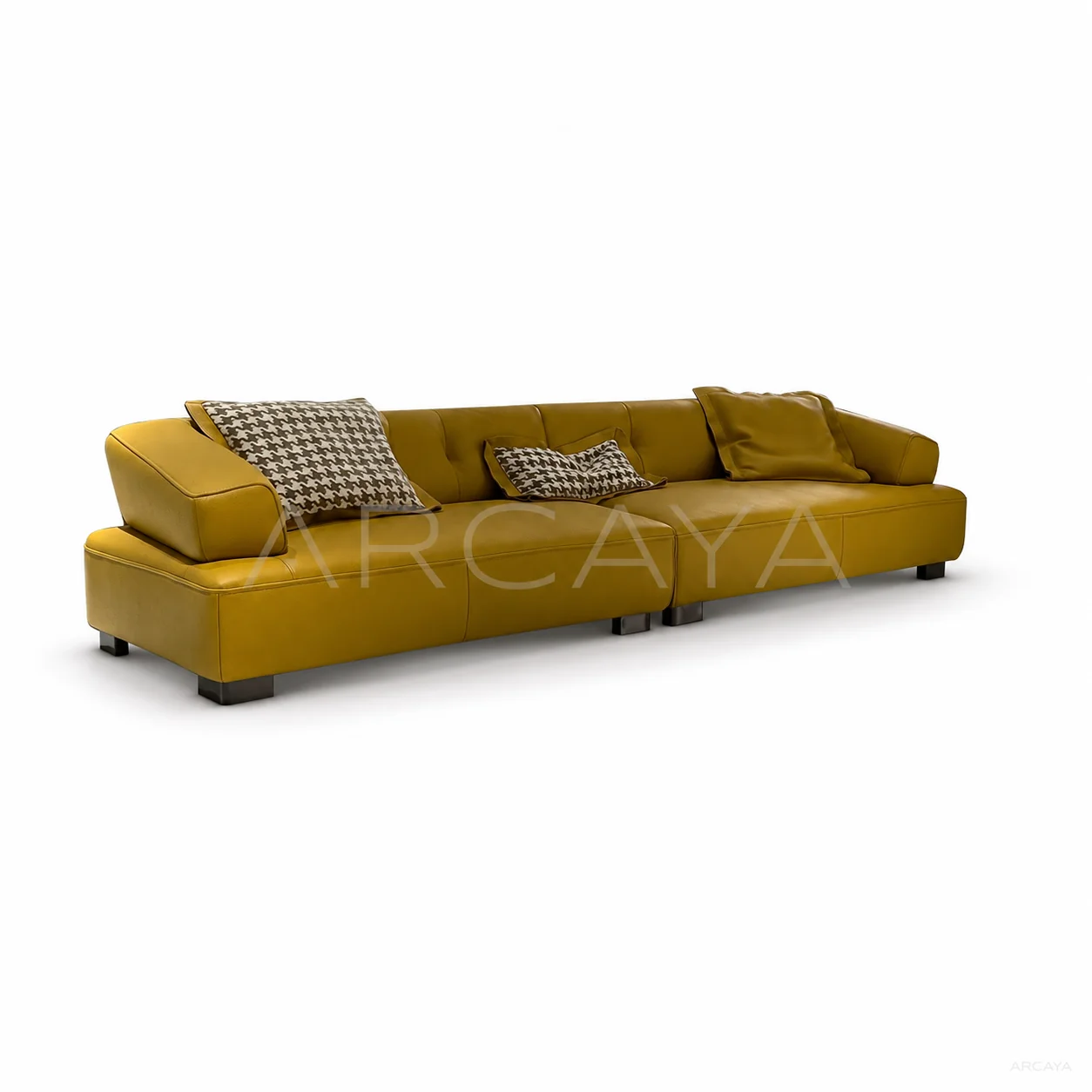 Petra Onyx Straight Sofa - product view with realistic grounded contact shadow
