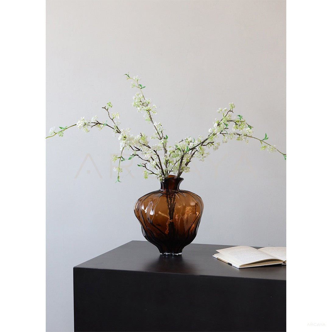 Mid Century Round Belly Glass Vase - scene