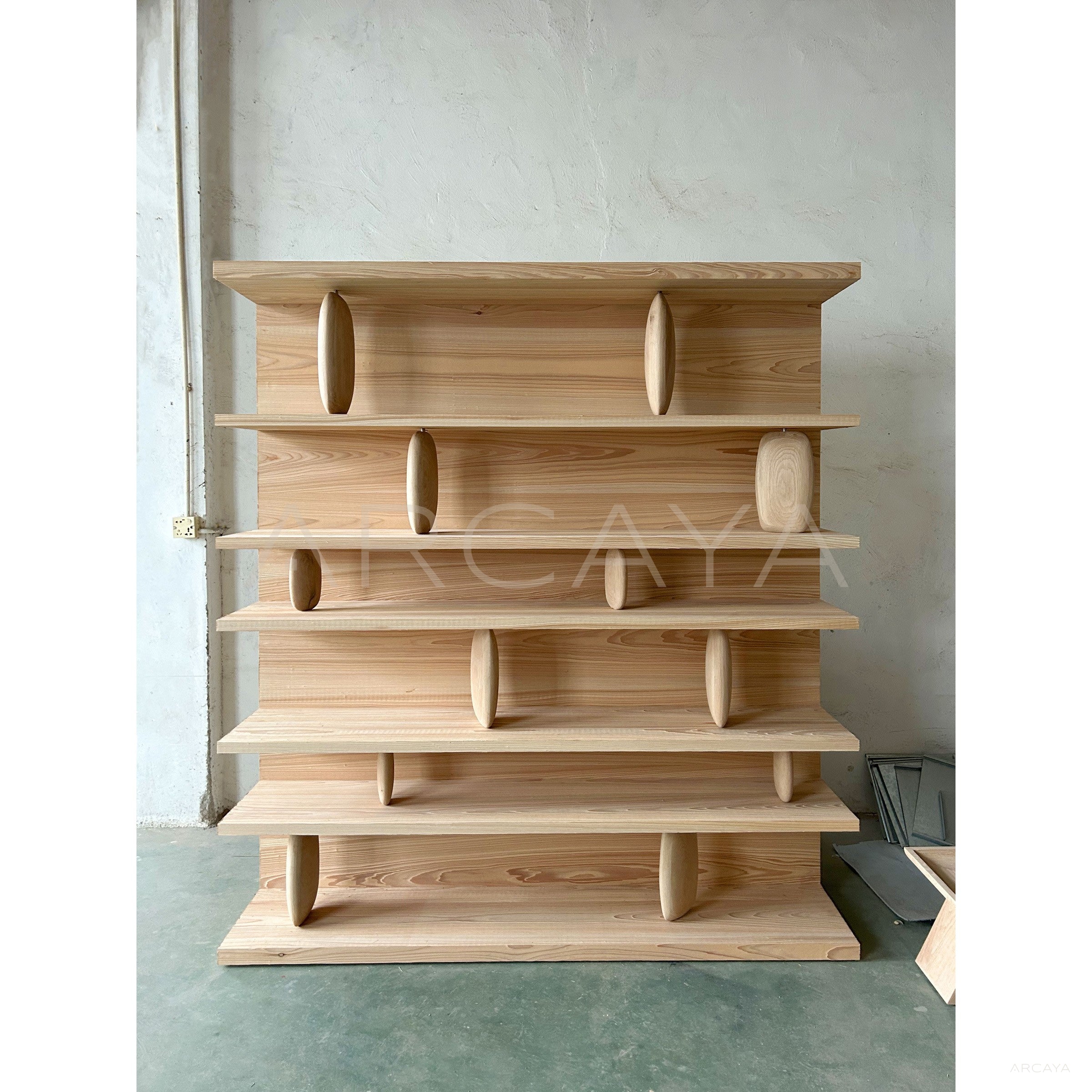 Sandblasted Cedar Old Money Bookshelf - scene