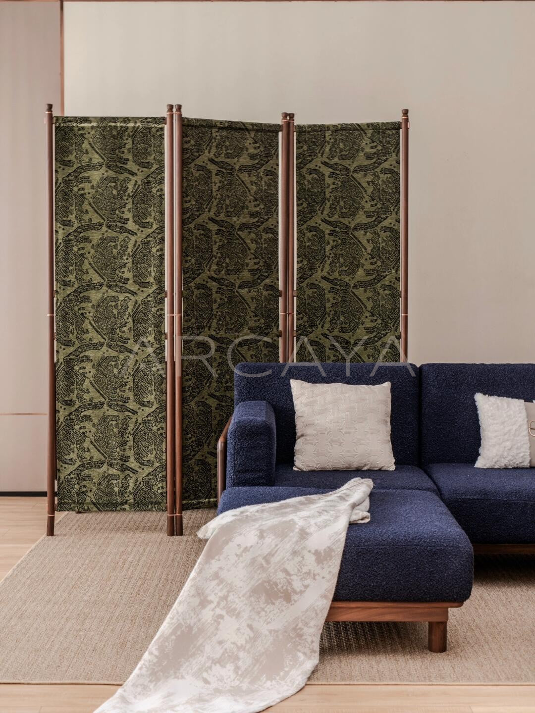 Solid Wood Folding Partition Screen - scene