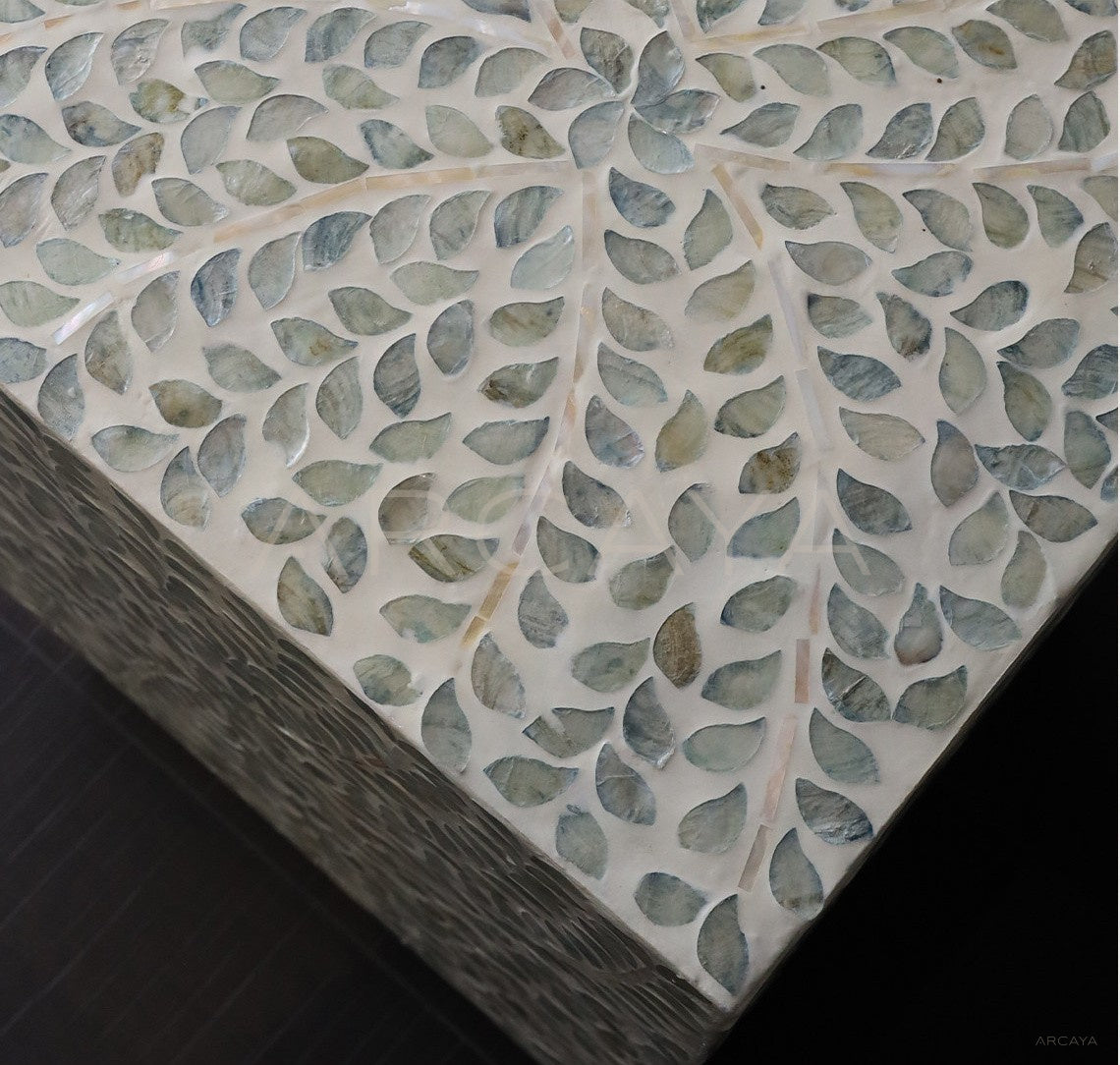 Handmade Shell Inlay Corner Side Table - scene