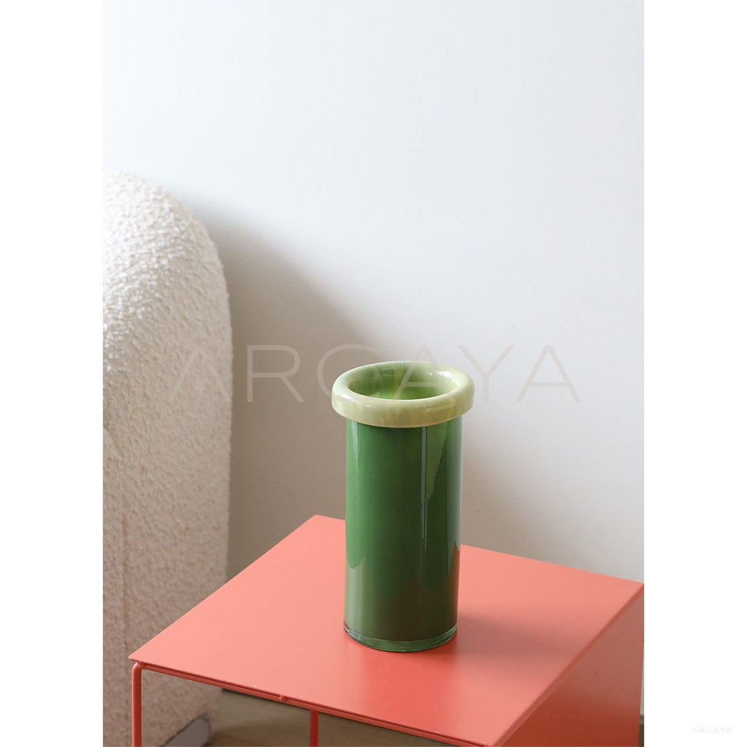 Mid Century French Glass Vase - scene