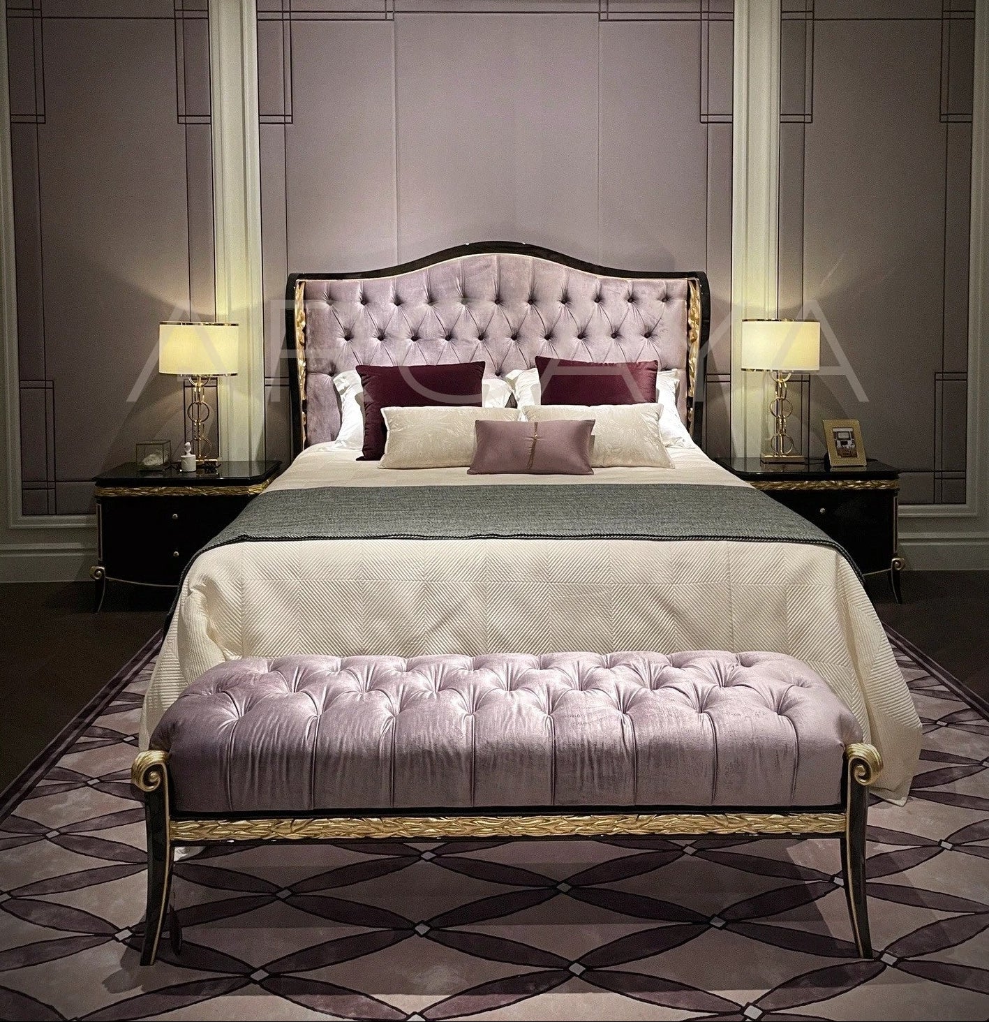 Lyla Elegant Carved Bed - scene
