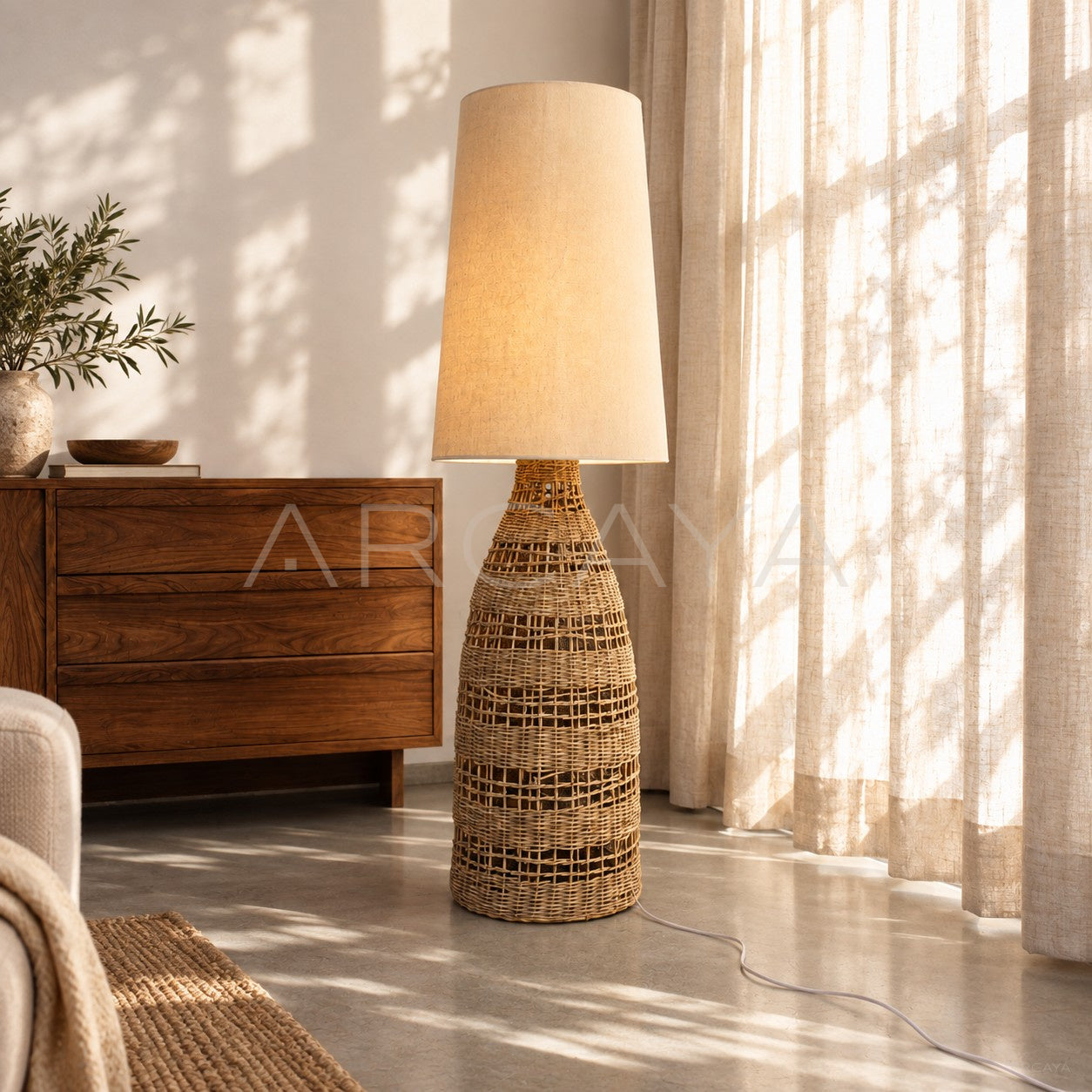 Wabi Sabi Rattan Floor Lamp