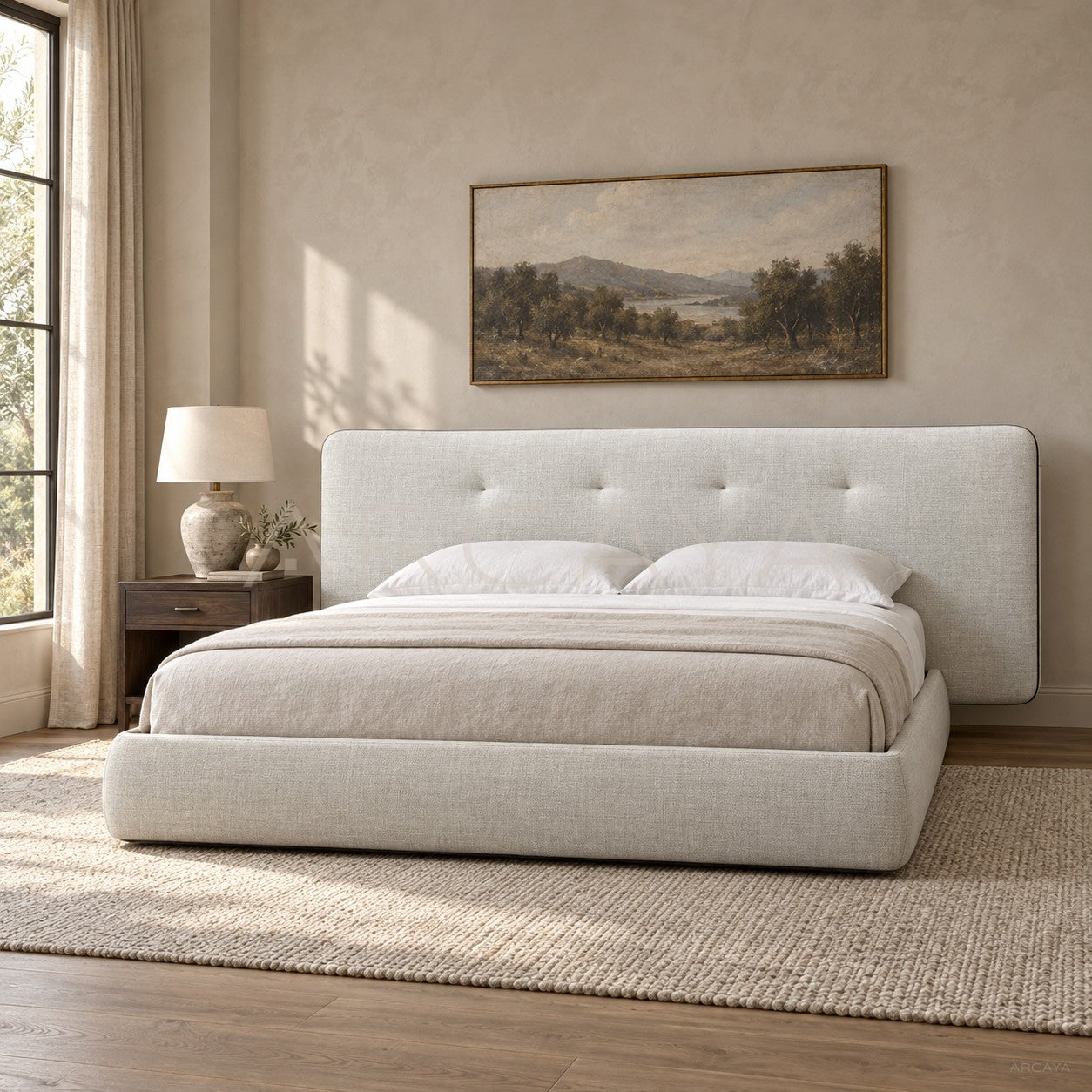Levo Wide Headboard Bed - scene