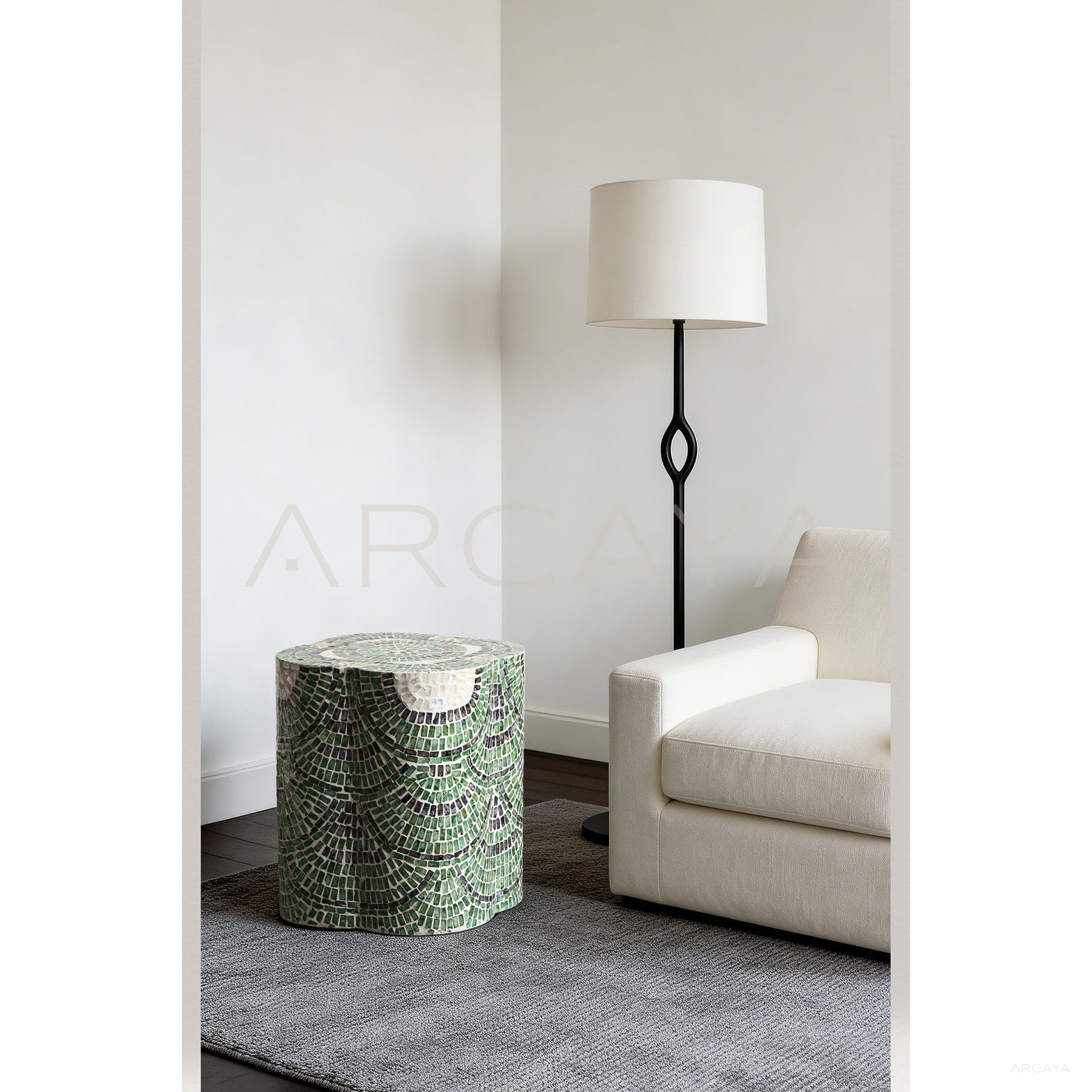 Shell Inlay Side Table Shelf