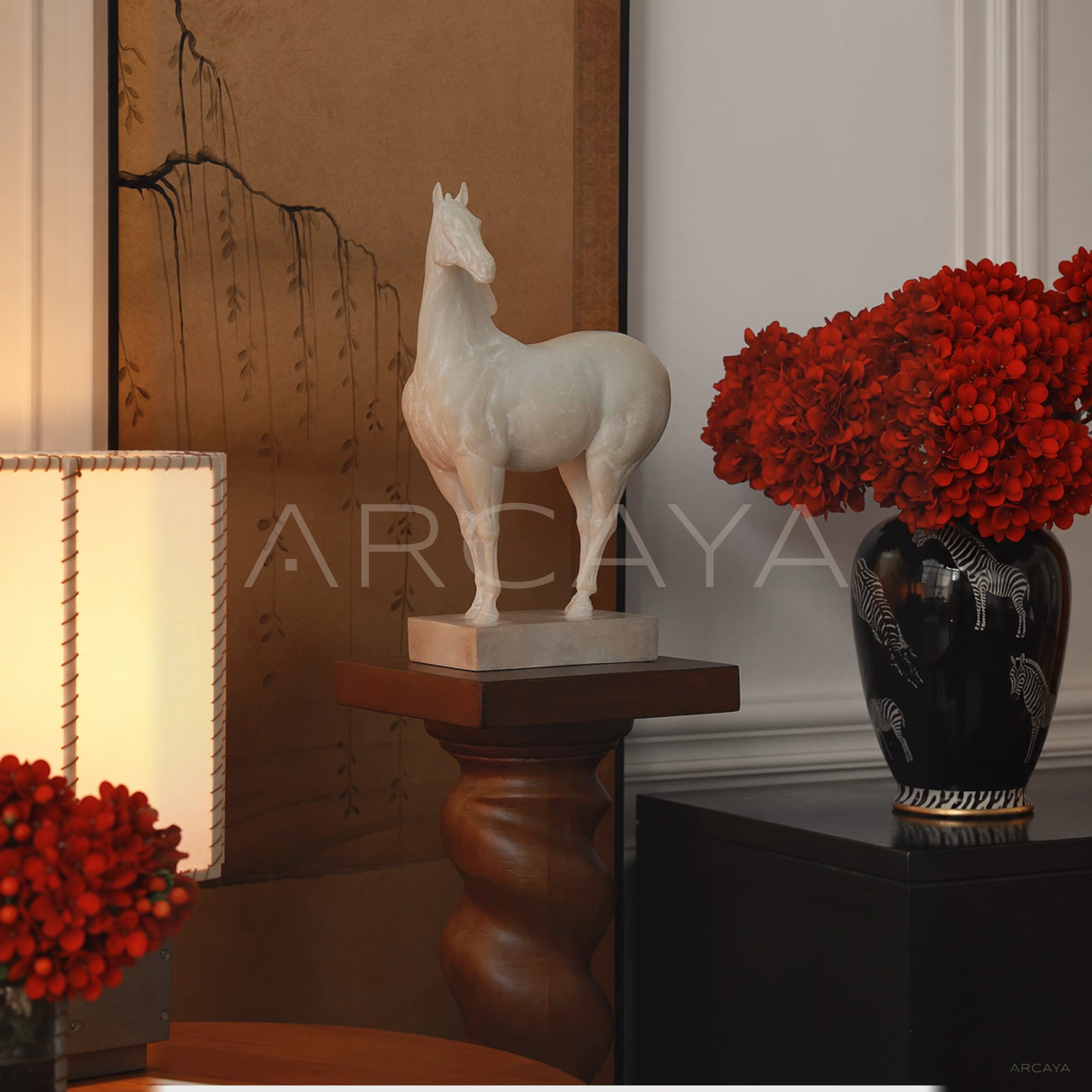 Faux Jade White Horse Sculpture