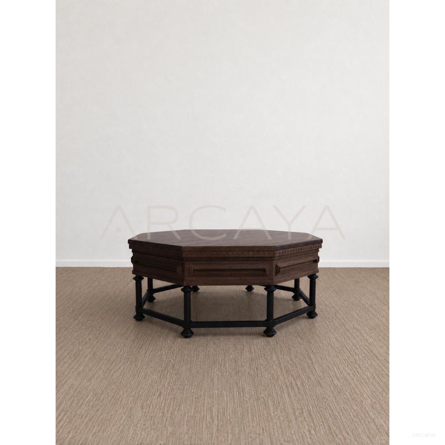 Forge Carved Octagonal Coffee Table - scene