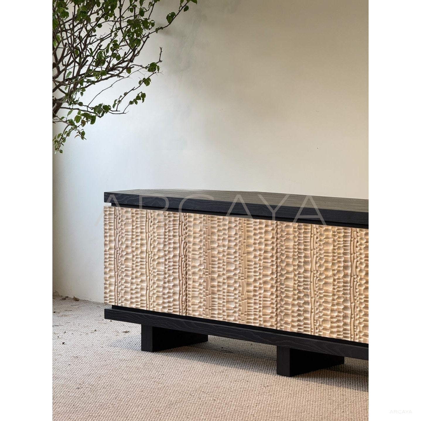 Hammered Solid Wood Storage Cabinet - scene